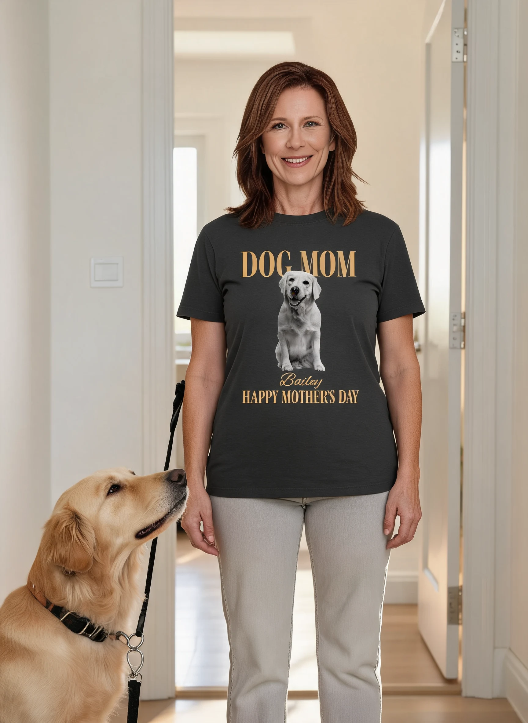 Trending Vintage Dog Mom - Personalized Shirt - Mother's Day Gift For Dog Mom — Sport Grey