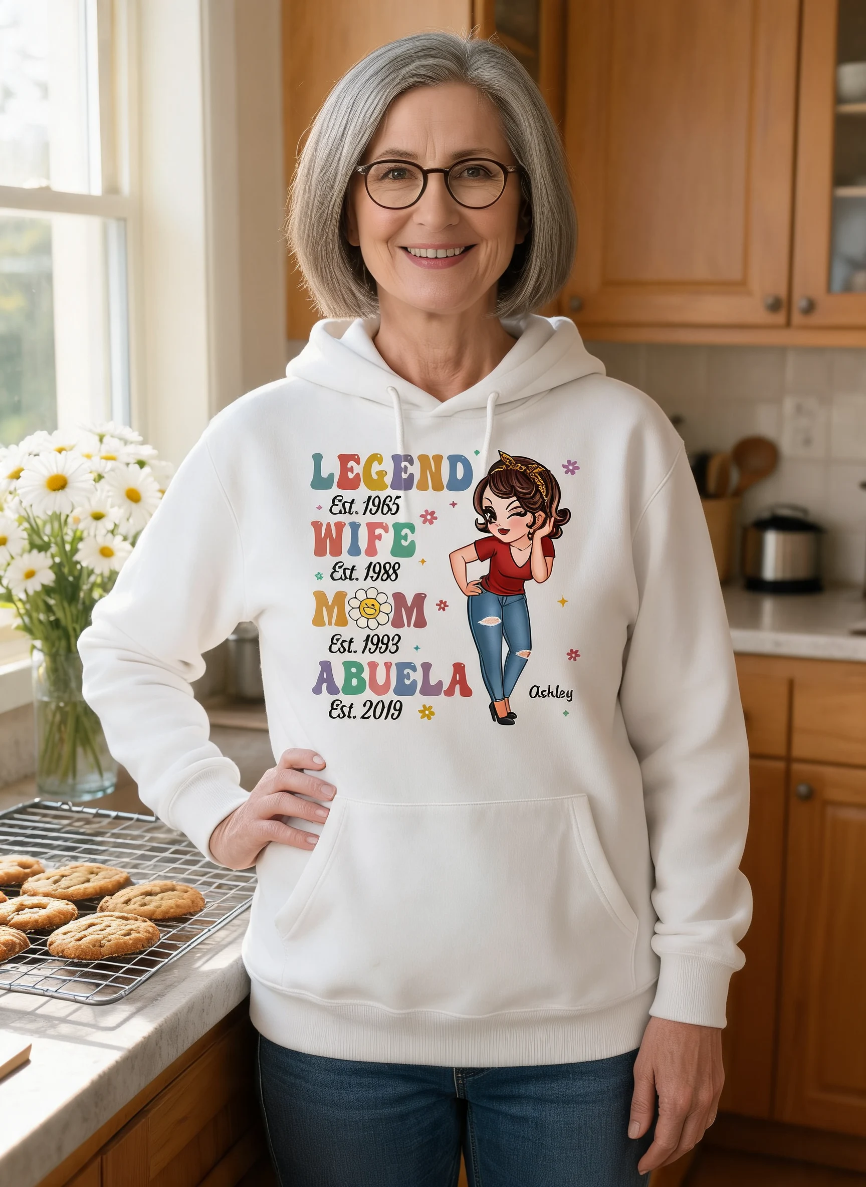 Vintage Legend Wife Mom Grandma Personalized Shirt — White