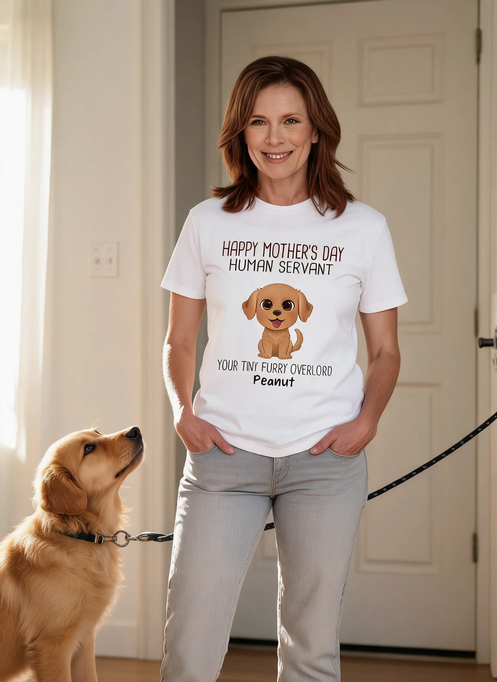 Watercolor Cute Dogs Happy Mother's Day Dog Human Servant Personalized Shirt — White