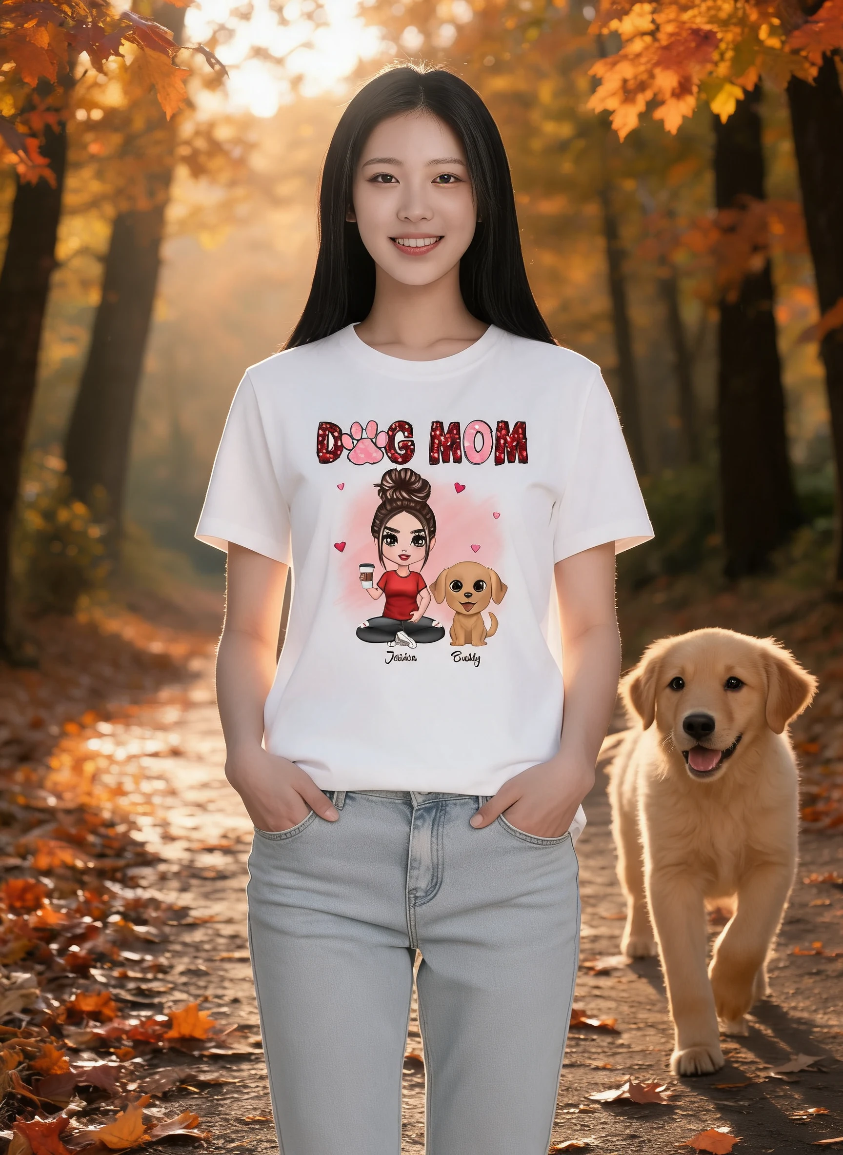 Watercolor Cute Dogs Valentine's Day Dog Mom Personalized Shirt — White