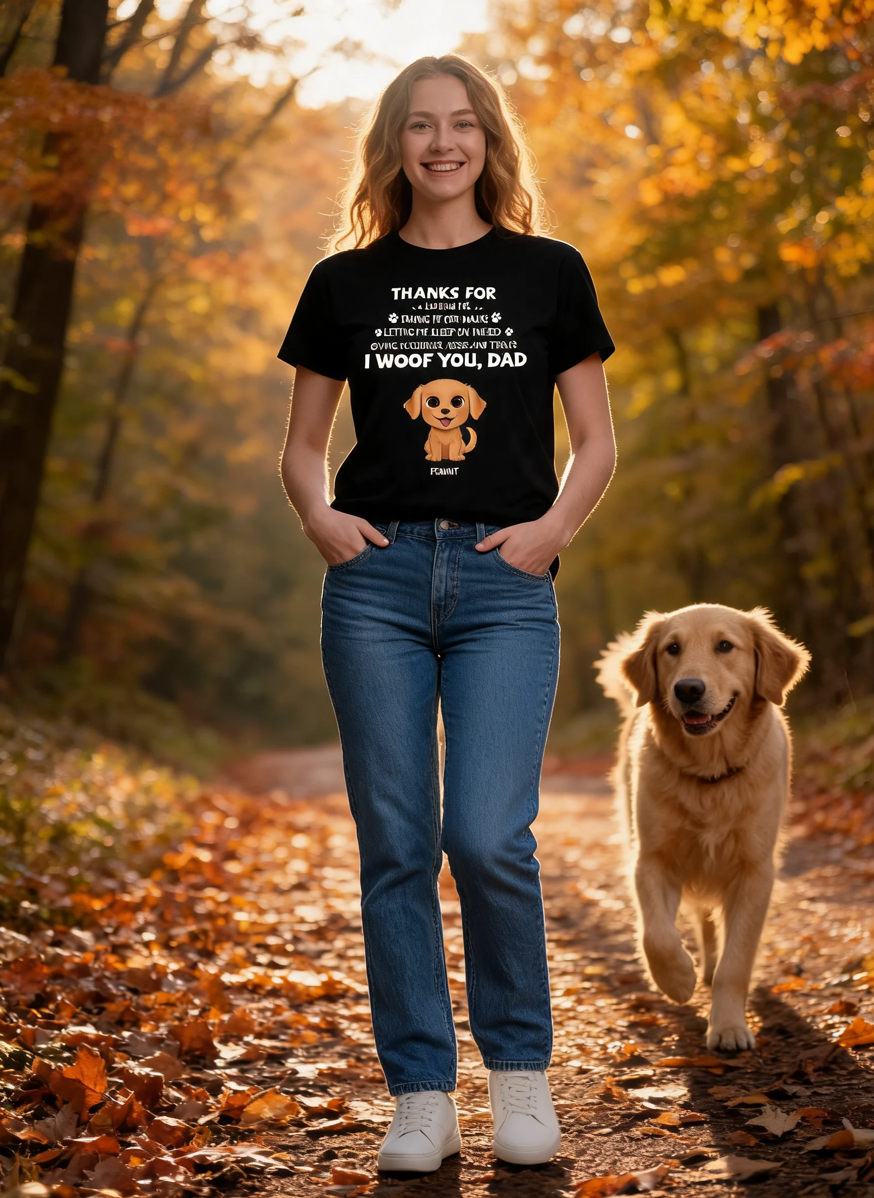 Aquarell Süße Hunde We Woof You Geschenk Für Hunde-Mama Hunde-Papa Personalisiertes Shirt — Schwarz