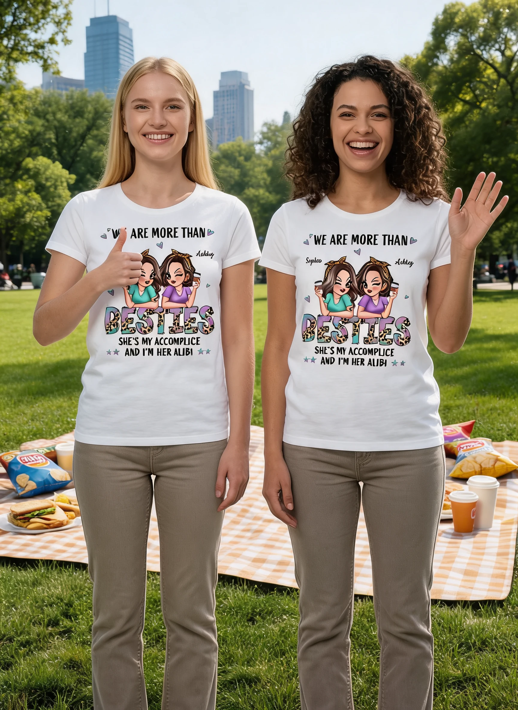Wir sind mehr als Besties Pretty Sassy Girls Personalisiertes Shirt — Weiß