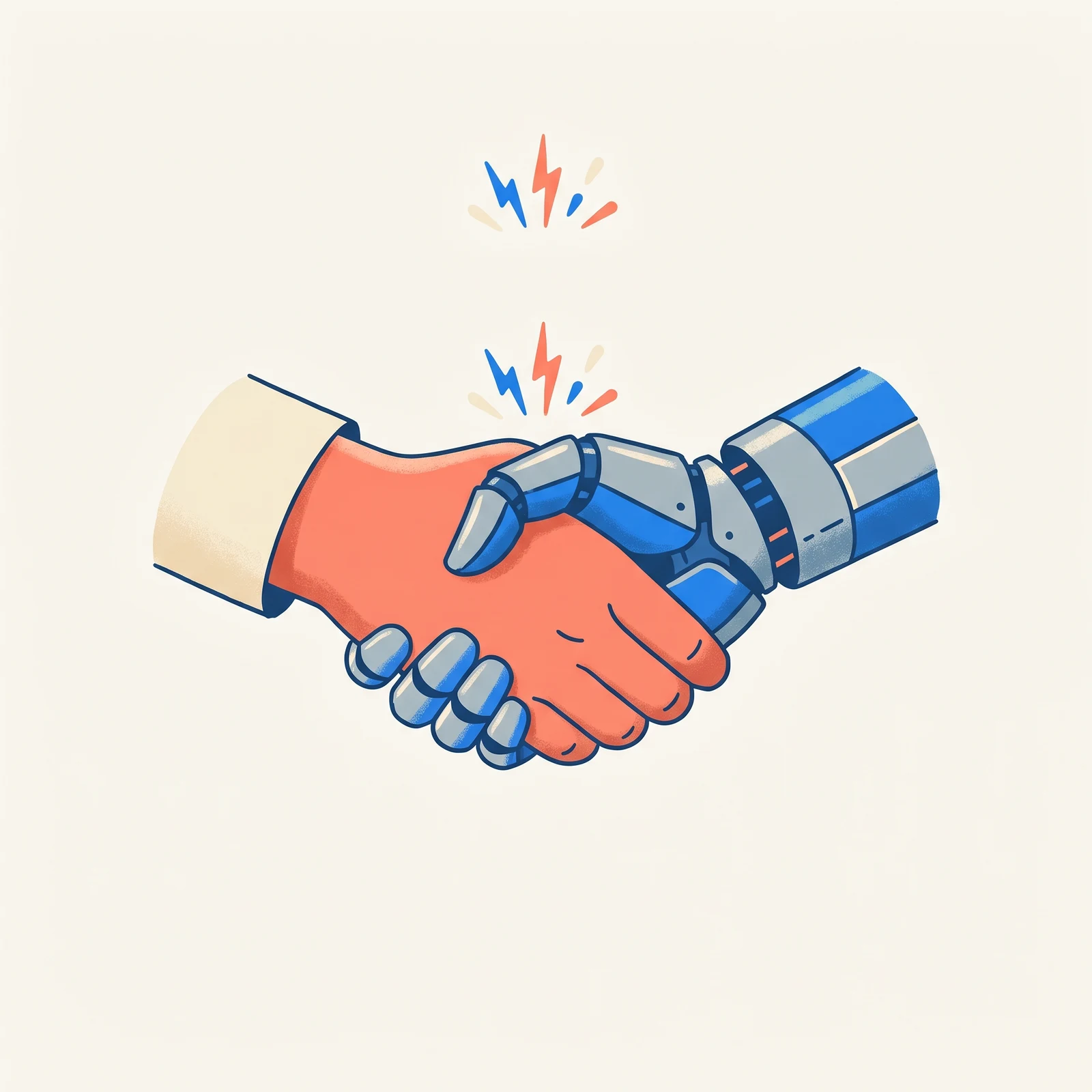 Human x AI Handshake — White