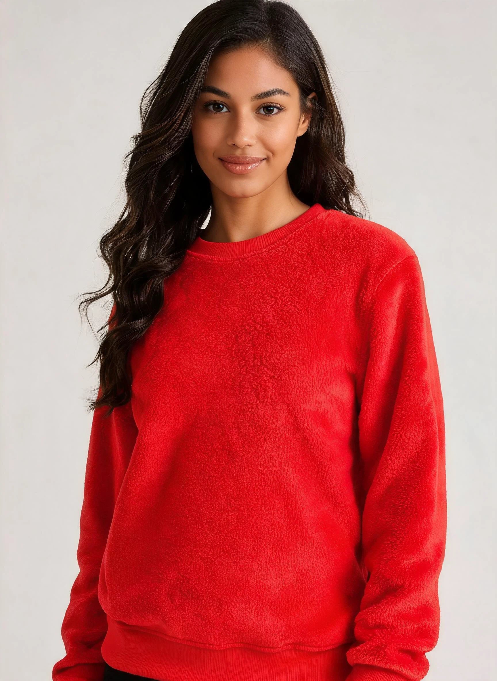 Minky-fleece Thick Crew-neck Sweatshirt