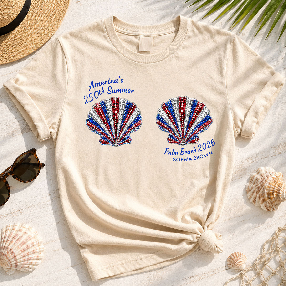 Mermaid America's 250th Summer - Personalized Shirt - Gift For Girl, Women, Besties — Sand