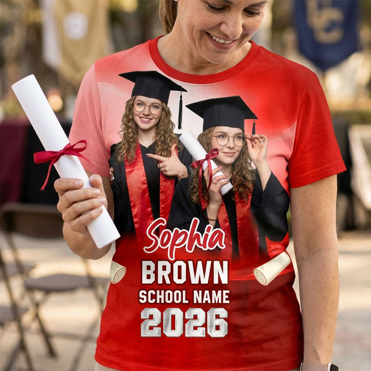 Class Of A 2026 2027 2028 2029 Graduate Custom Photo - Personalized Shirt - Family Matching Graduation Shirt, Graduation Party Gift, Senior Class of 2026 — Light Pink
