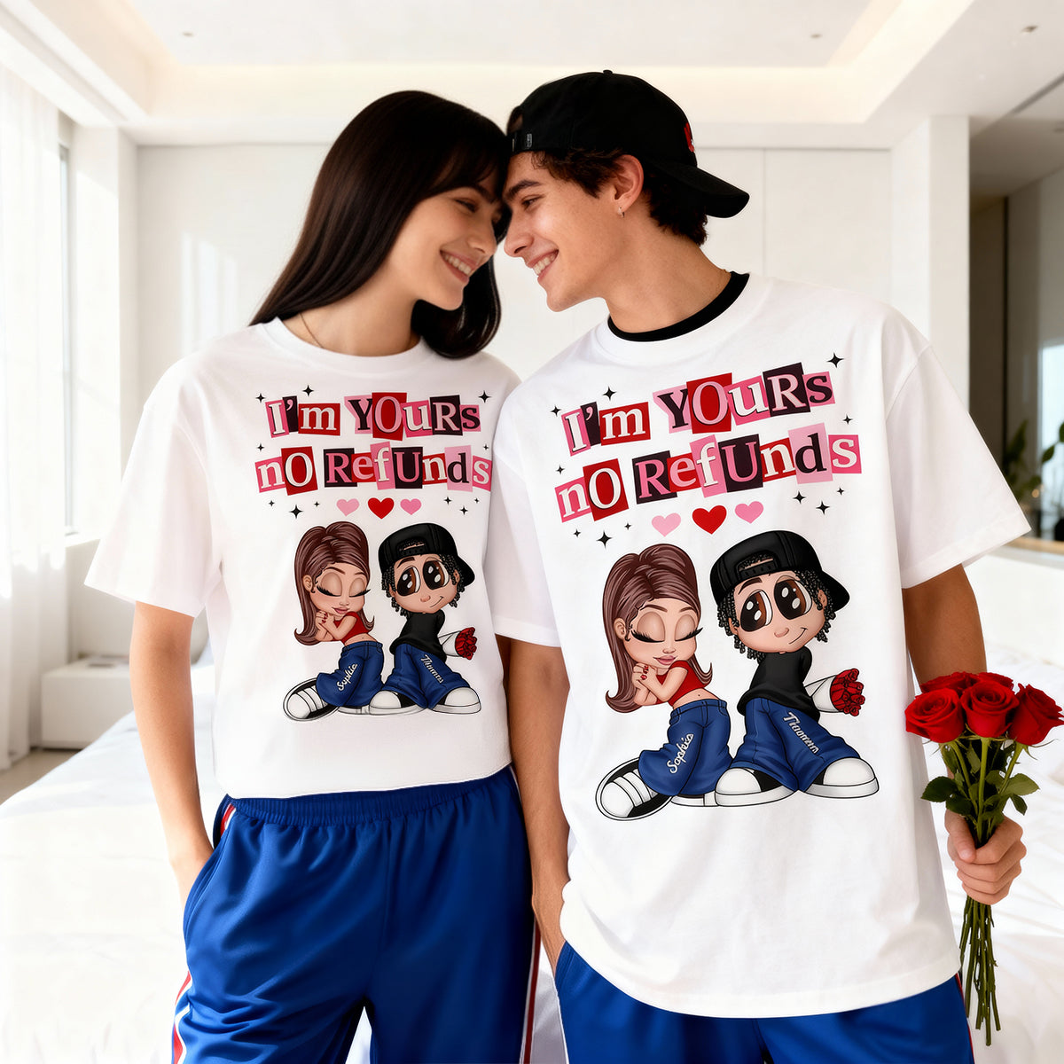 Y2K Couple I'm Yours No Refund - Personalized Shirt - Funny Valentine's Day Gift for Him, for Her, Matching Couple Shirts β White