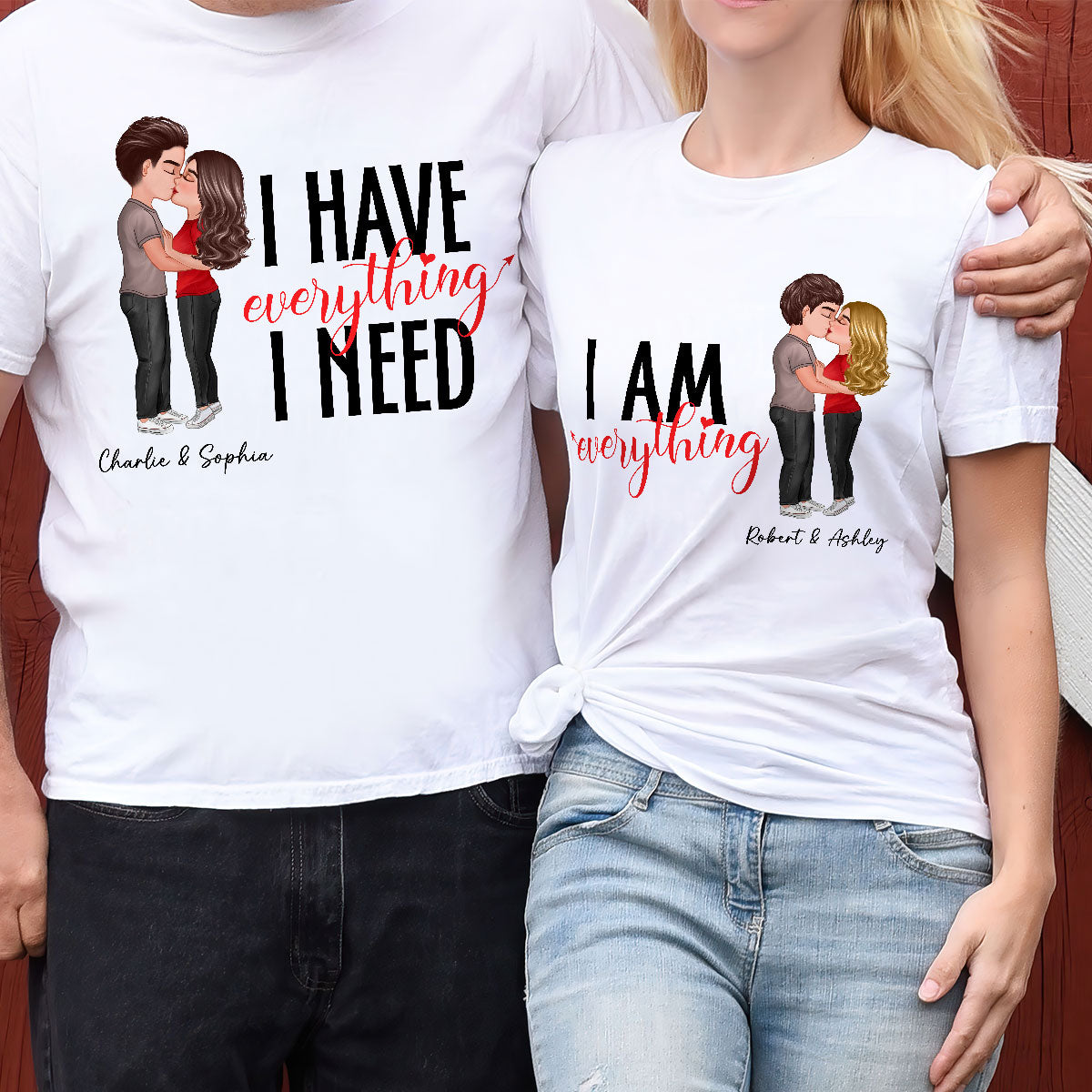 Couple Everything Valentine's Day Personalized Matching Shirts [Set of 2 Shirts] — White