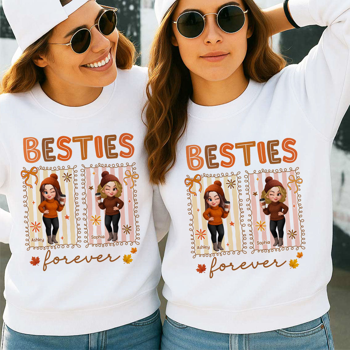 Sudadera Personalizada Mejores Amigas Hermanas Por Siempre Temporada De Otoño Moño Coquette — Arena