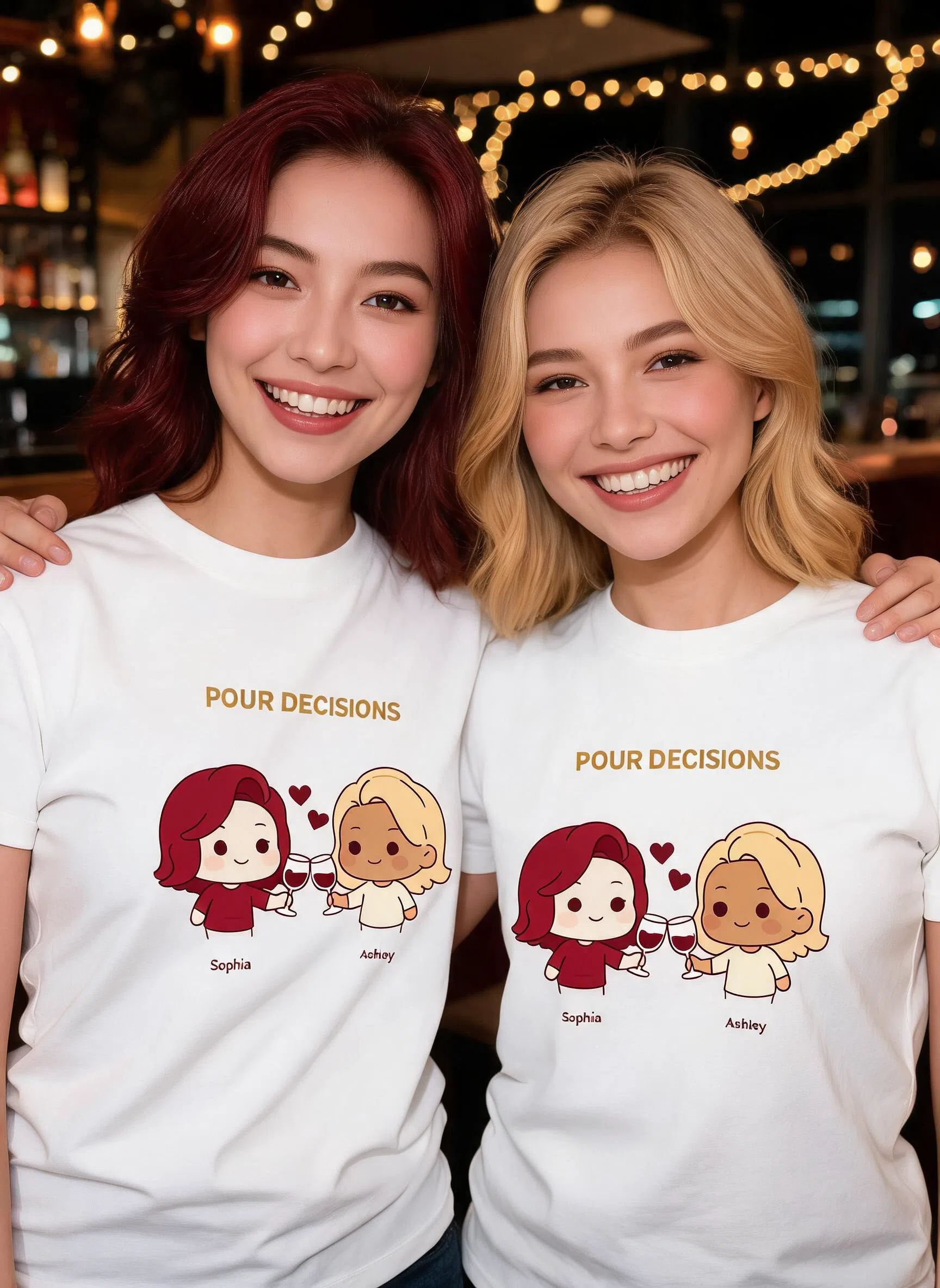 T-shirt personnalisé Pour Decisions pour soirée entre filles - Cadeau photo & noms personnalisés pour meilleures amies — Blanc