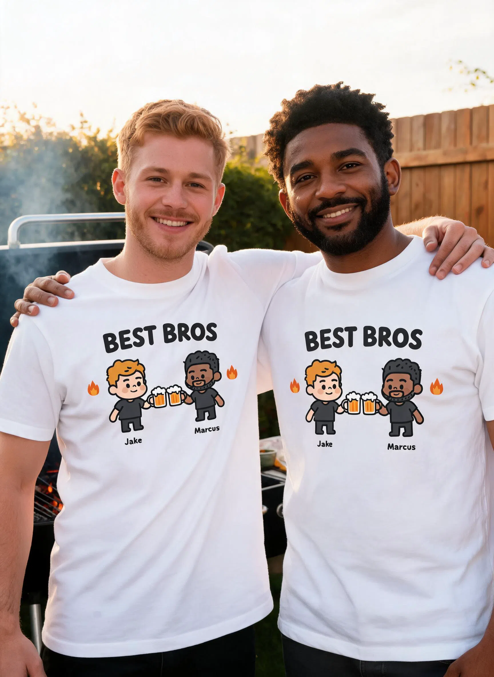 Best Bros Personalized Matching Shirt - Custom Photo & Names Gift for Best Friends & Brothers — White