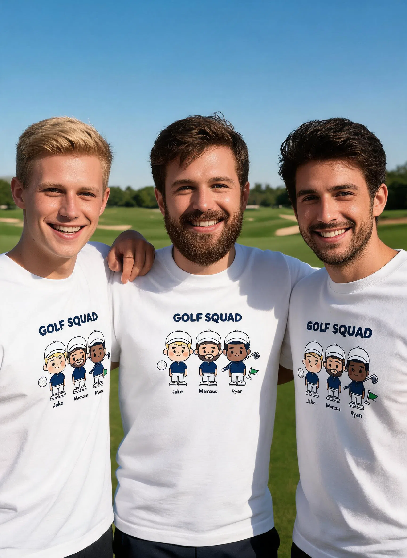 Golf Squad Personalized Shirt - Custom Photo & Names Matching Gift for Best Friends & Dad — White