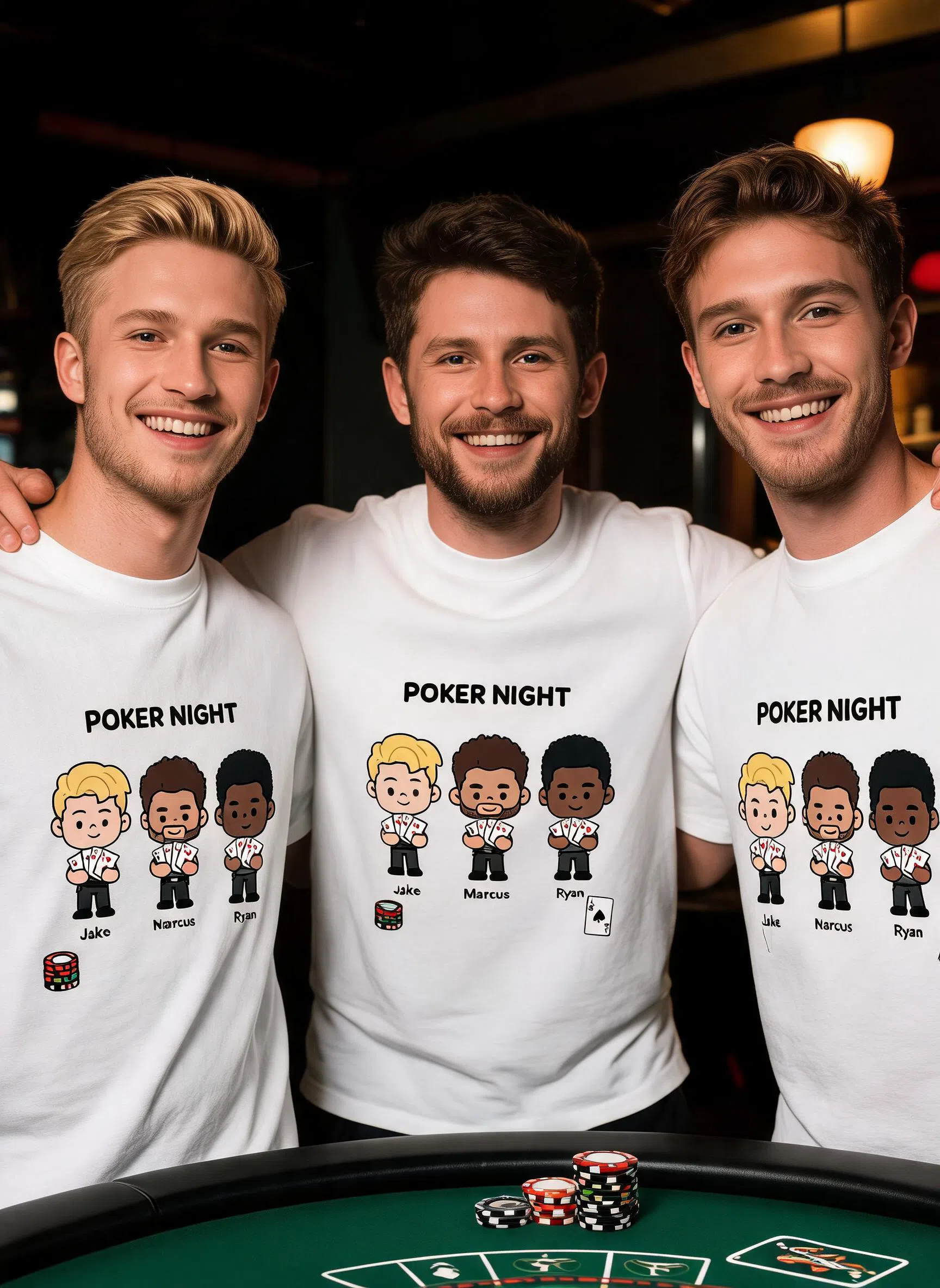 Poker Night Personalized Shirt - Custom Photo & Names Matching Gift for Best Friends — White