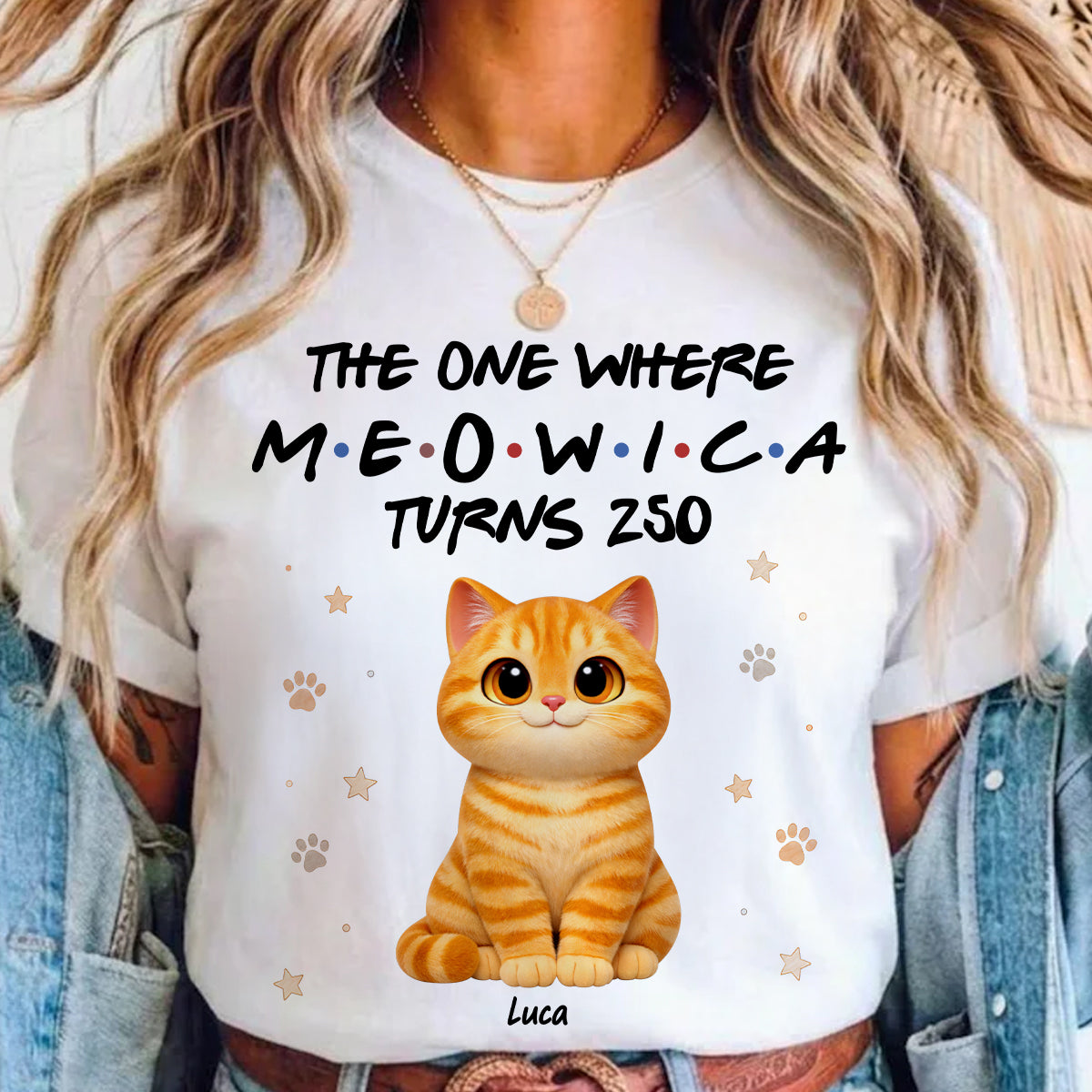The One Where Meowica Turns 250 - Personalized Shirt - America 250th Anniversary Shirt for Cat Lovers — White
