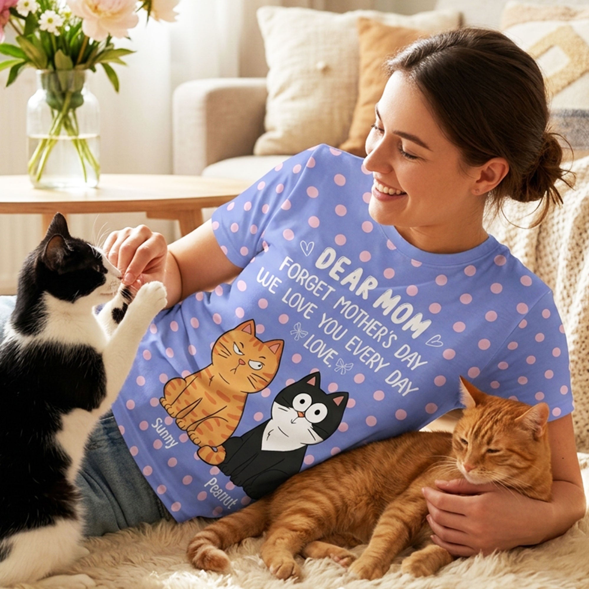 Trendy Style Polka Dot Cat Mom Forget Mother's Day - Personalized Shirt - Gift For Cat Mom — White