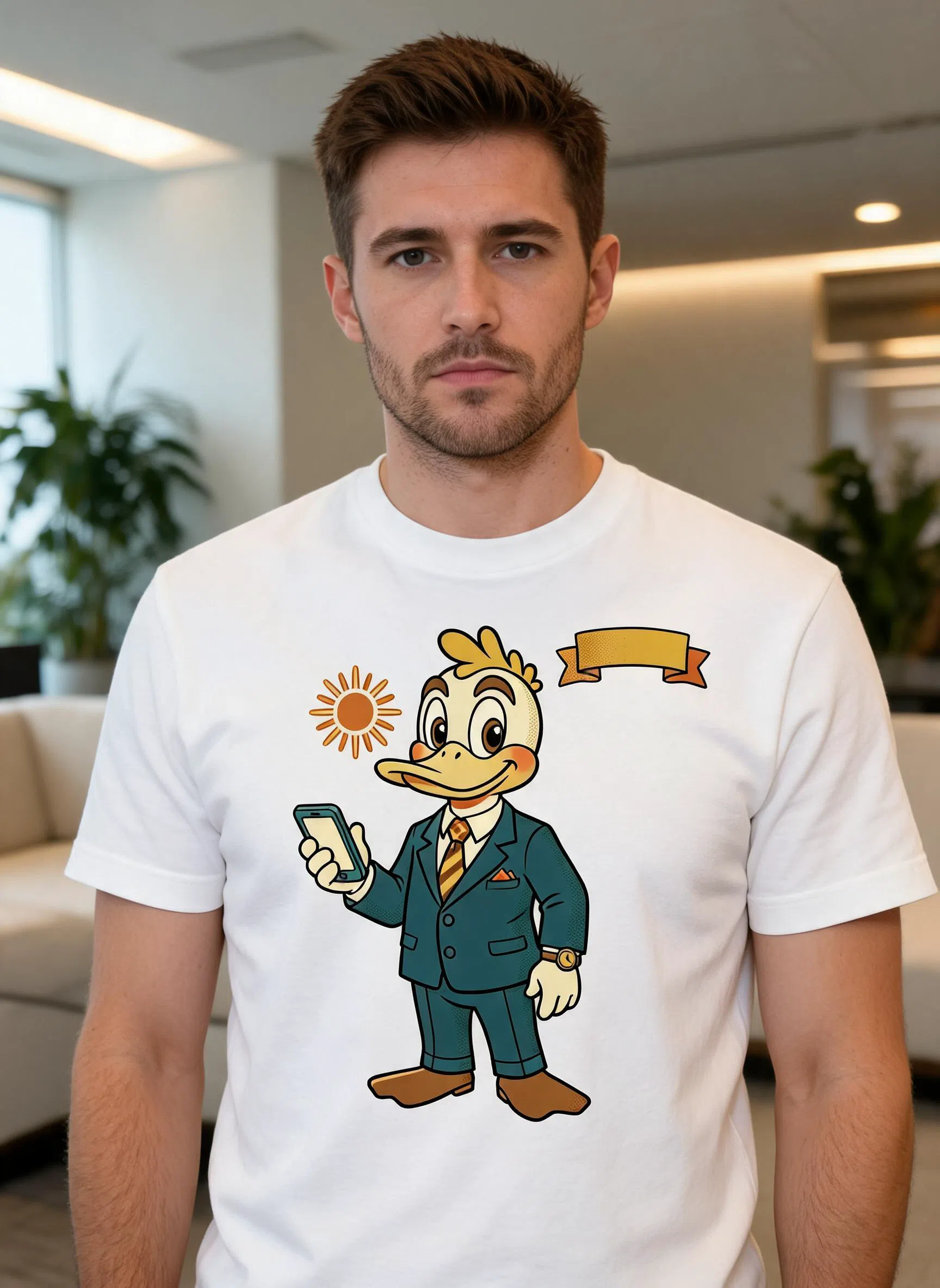 Business Duck Graphic Tee - Funny Office Animal Art Shirt — White