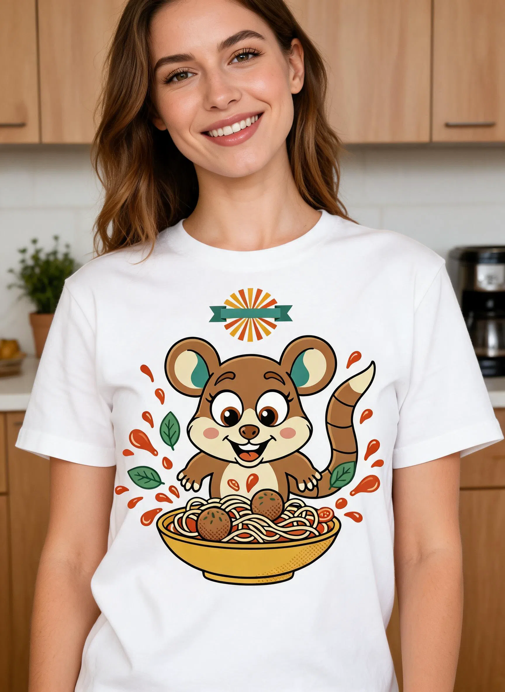 Spaghetti Possum Graphic Tee - Funny Cute Animal Meme Shirt — White