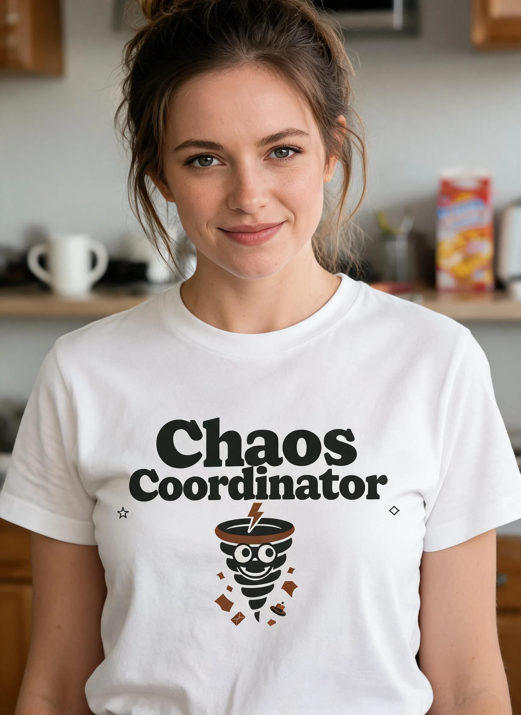 Chaos Coordinator Graphic Tee - Funny Mom Typography Gift Shirt — White