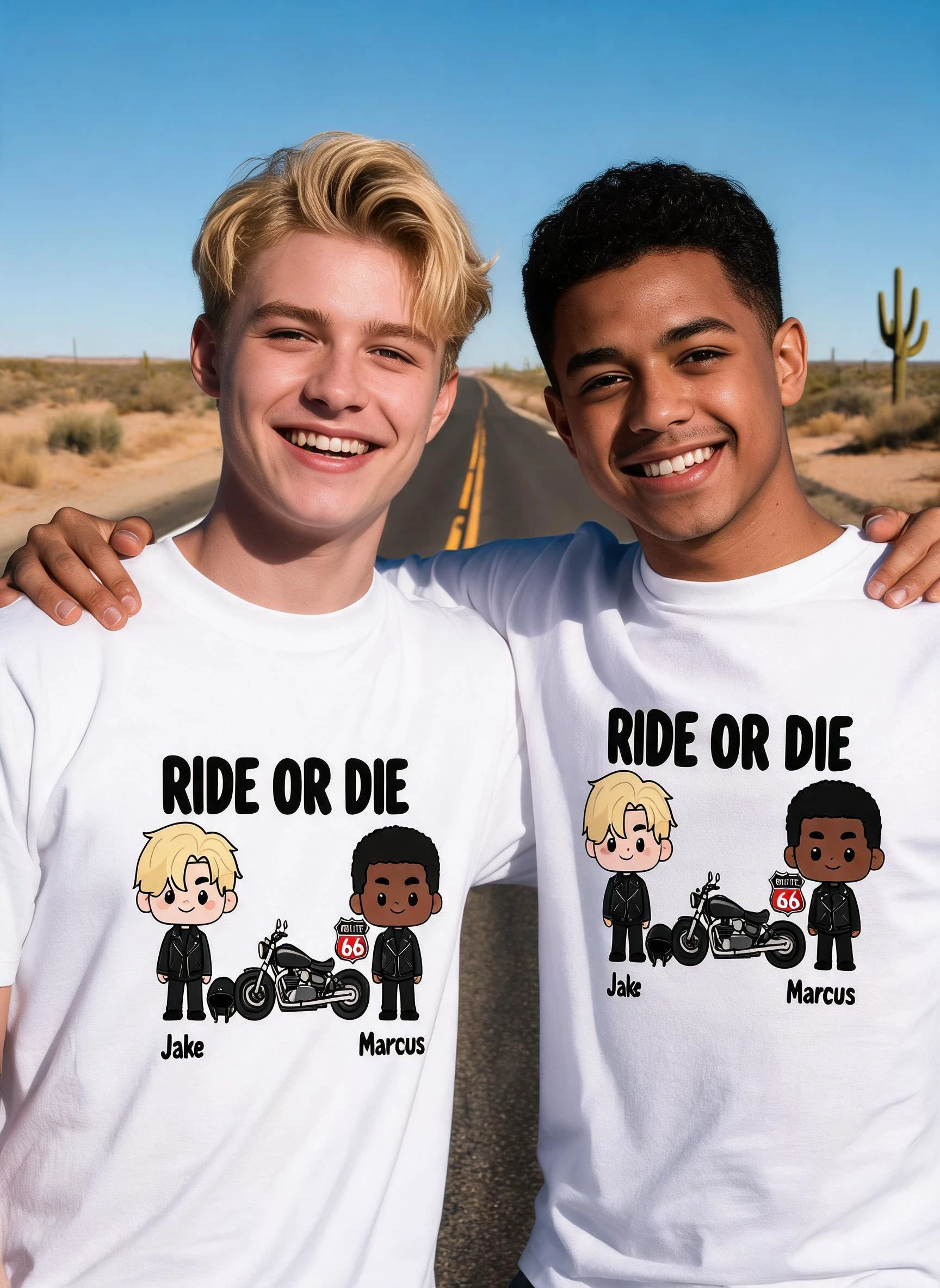 Ride Or Die Personalized Matching Shirt - Custom Photo & Names Gift for Best Bros — White