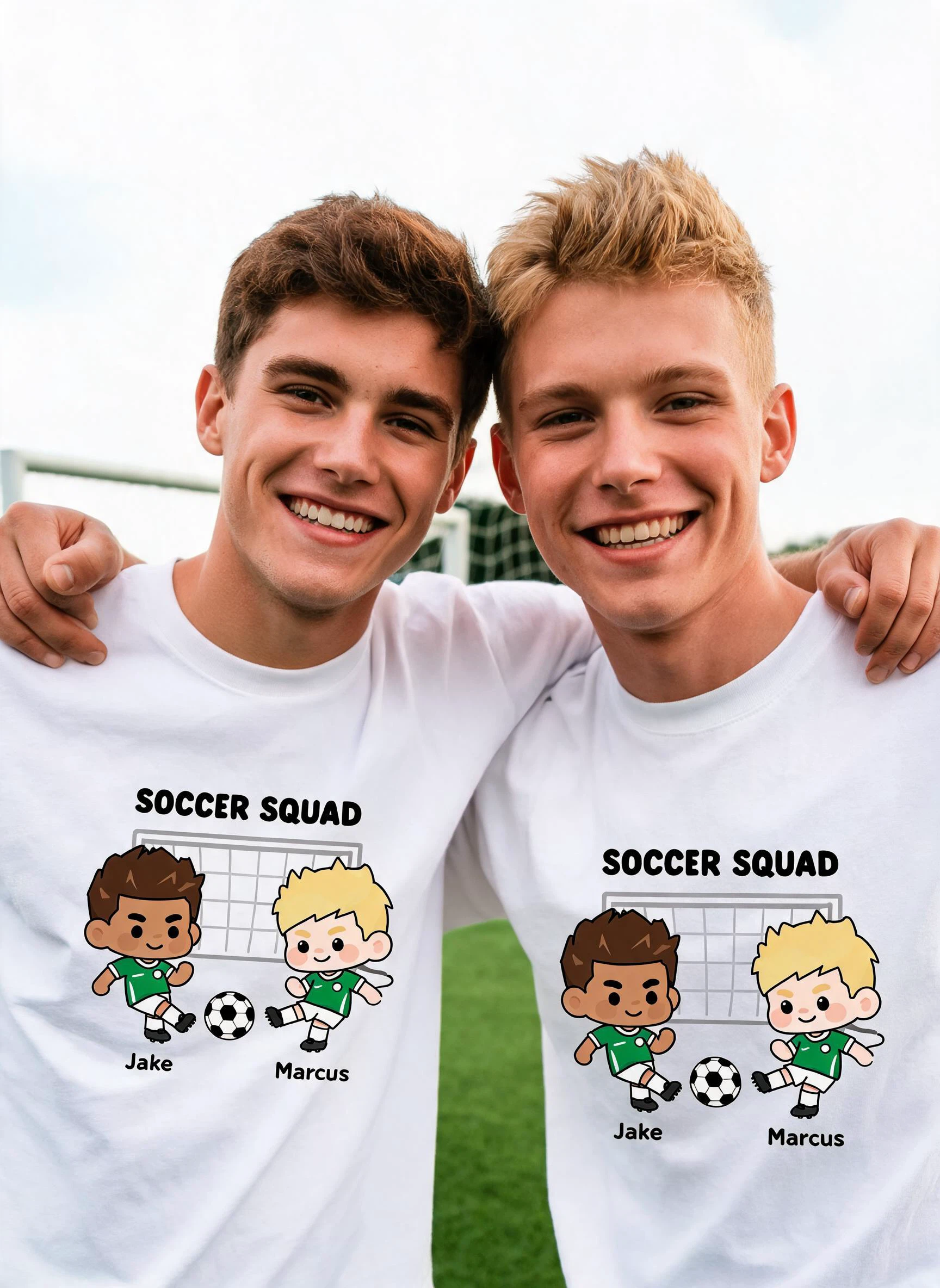 Soccer Squad Personalized Matching Shirt - Custom Photo & Names Gift for Best Bros — White