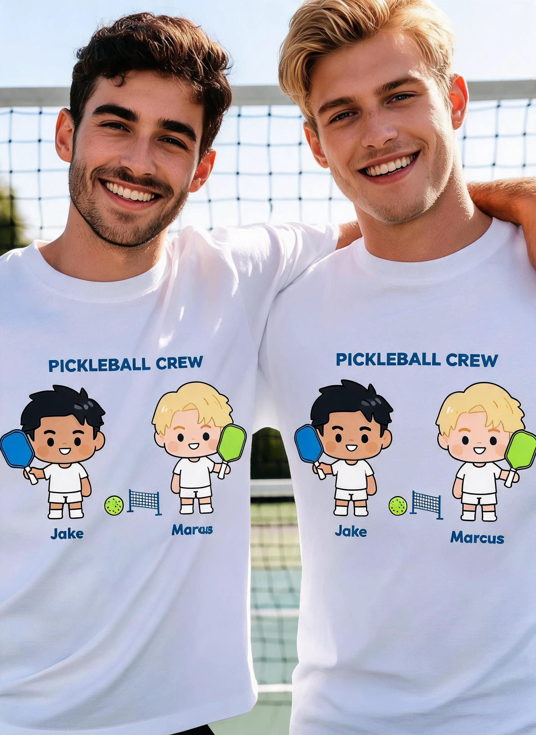 Pickleball Crew Personalized Matching Shirt - Custom Photo & Names Gift for Best Bros — White