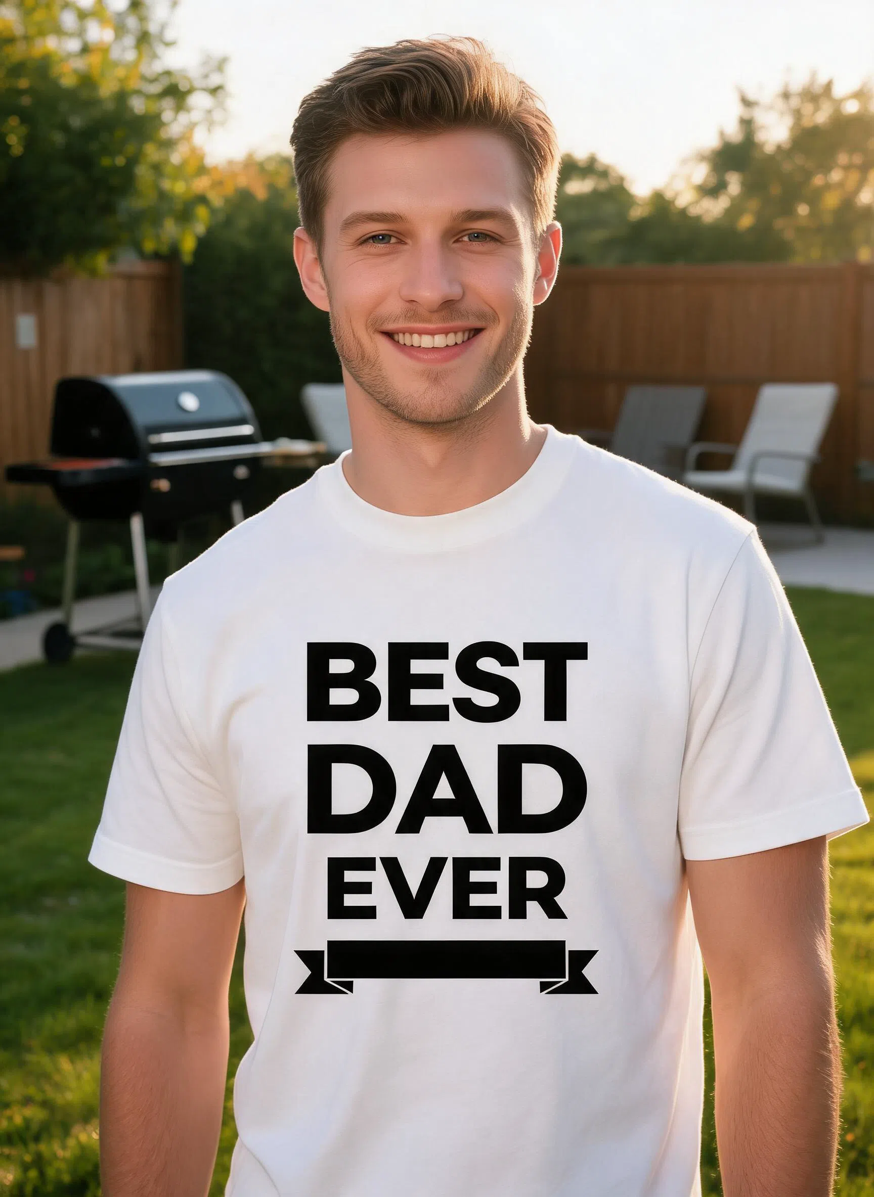 Best Dad Ever Vatertags-Shirt - Individueller Text Vintage Abzeichen Geschenk für Papa — Weiß