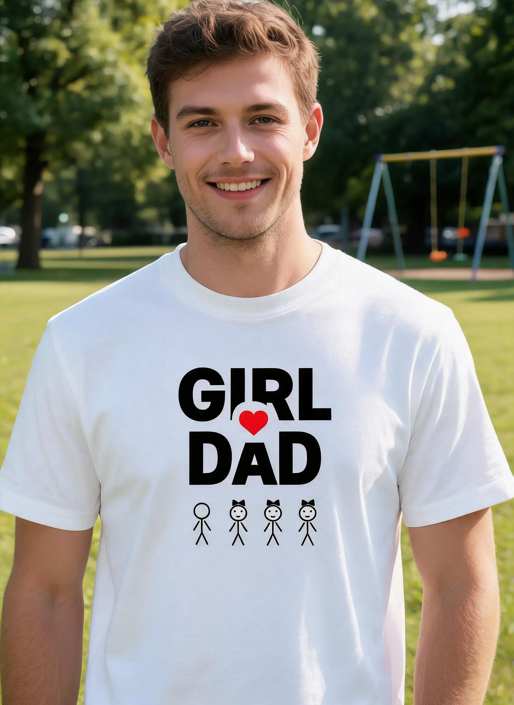 Mädchen-Papa Vatertags-Shirt - Personalisiertes Text-Geschenk für Papa von Mädchen — Weiß