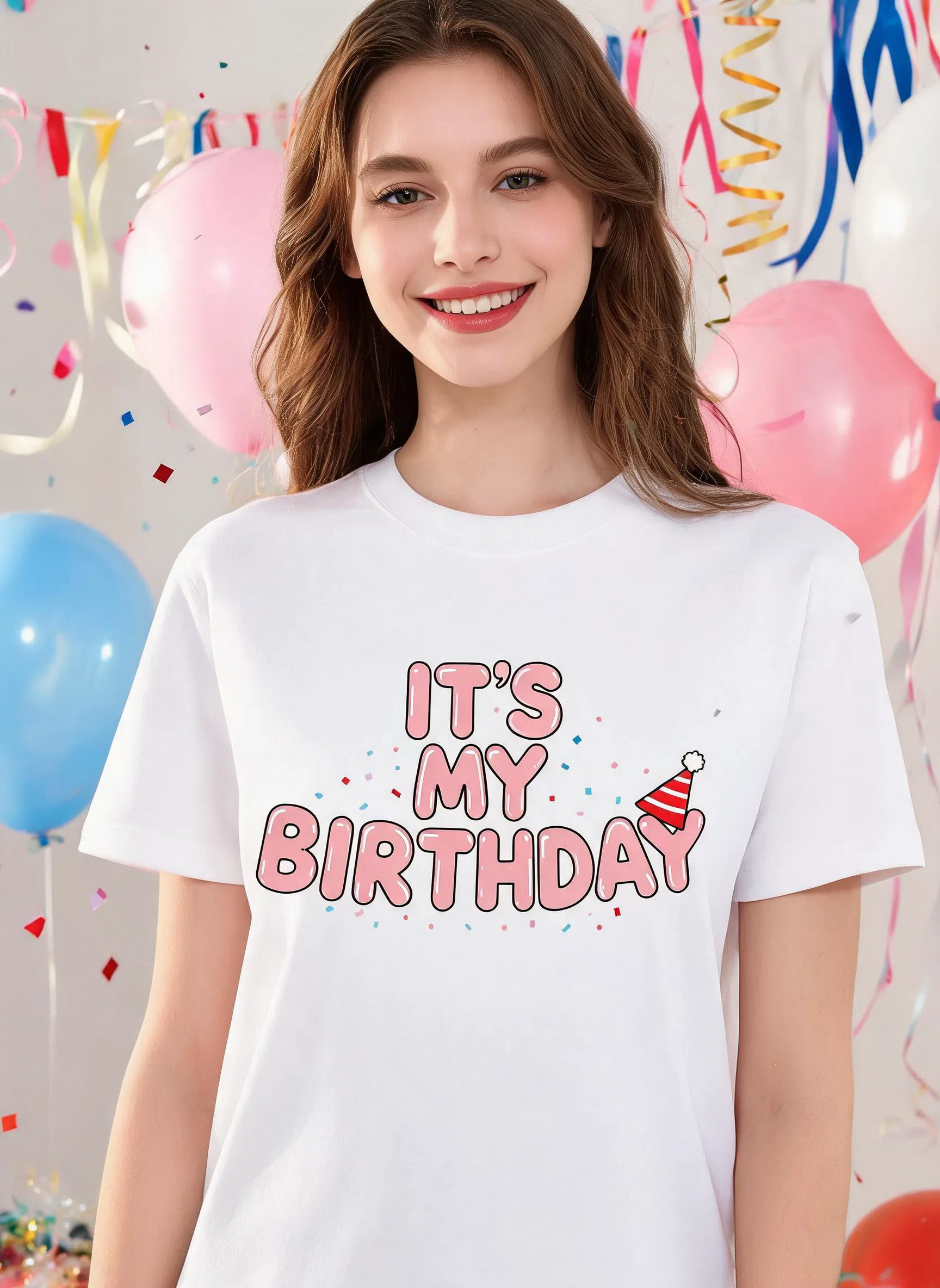 It's My Birthday Shirt - Custom Text Confetti Party Gift — White