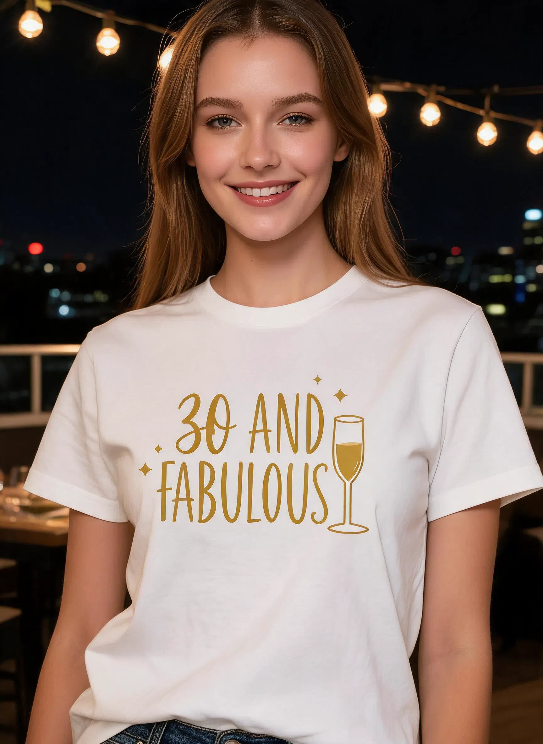 Fabulous Birthday Shirt - Custom Age Glam Gift for Her β White