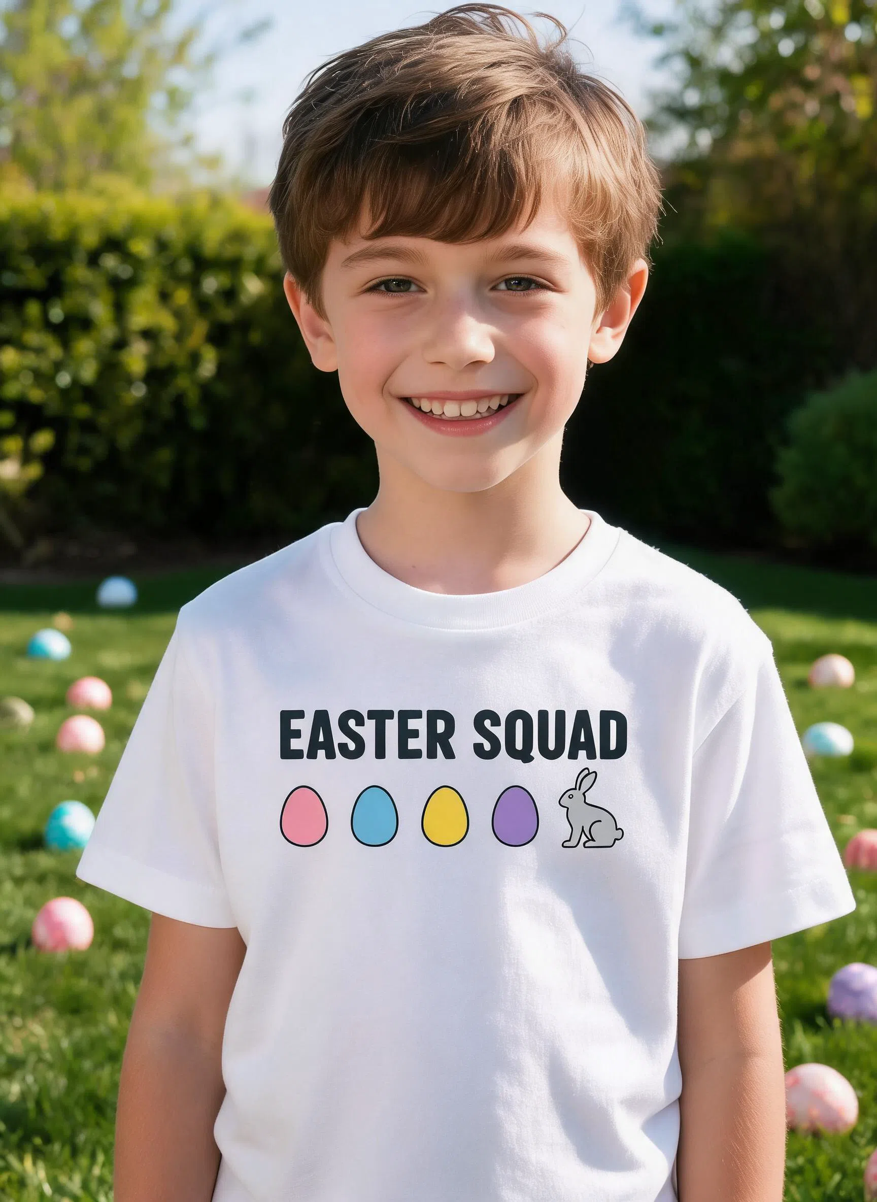 Easter Squad Matching Shirt - Custom Text Egg Hunt Family Gift — White