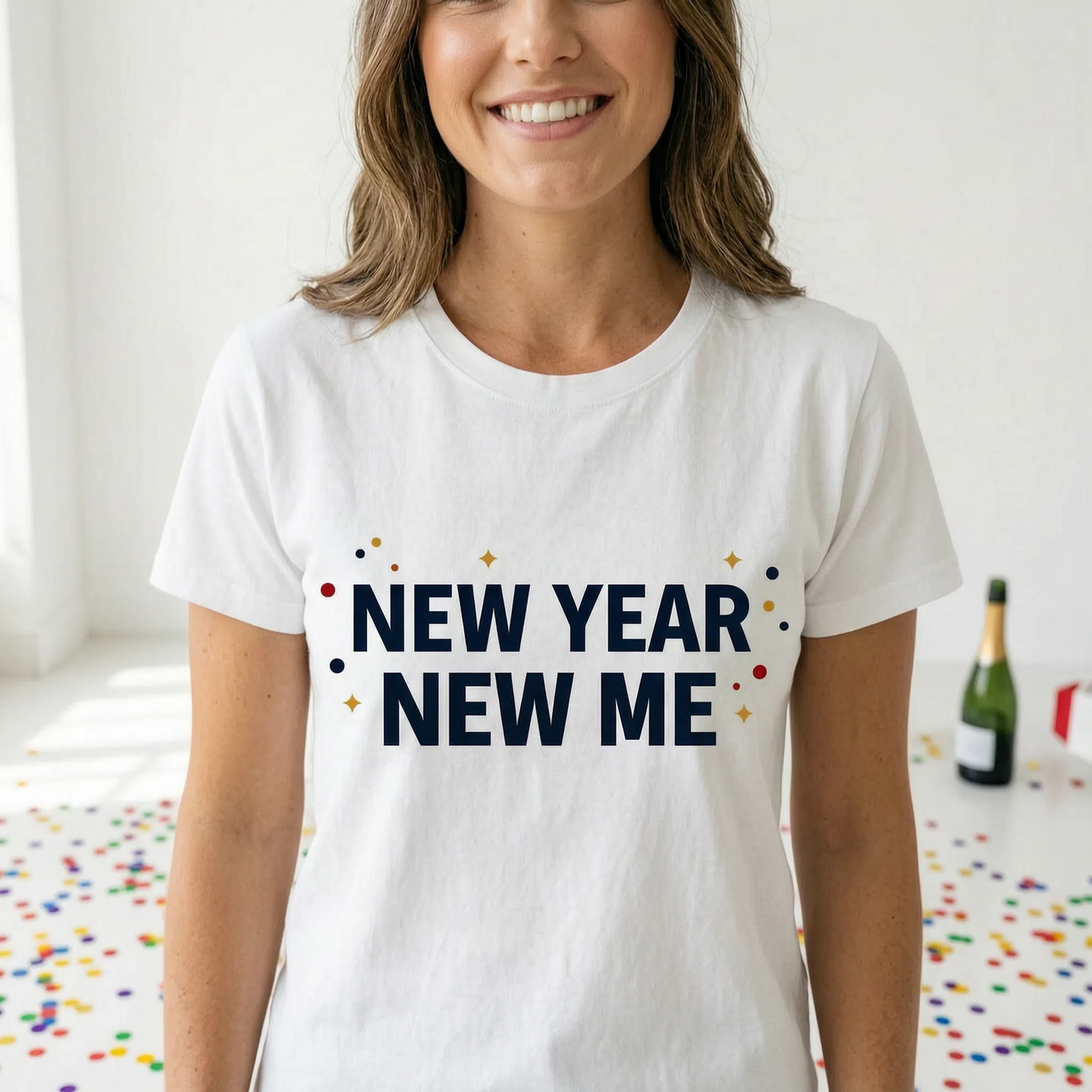 New Year New Me Shirt - Individueller Text Neujahrsvorsatz Party Geschenk — Weiß