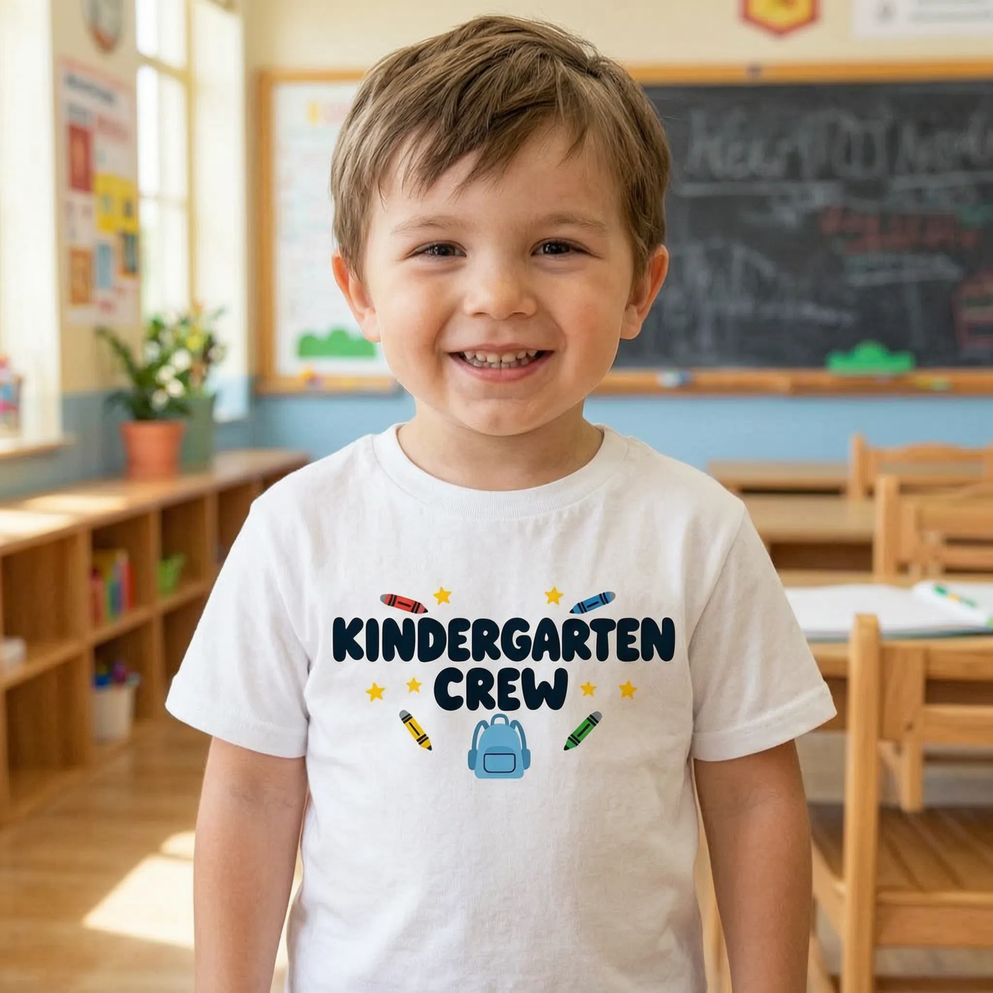 T-shirt personnalisé Grade Crew pour la rentrée - Cadeau personnalisé pour enfants par niveau — Blanc