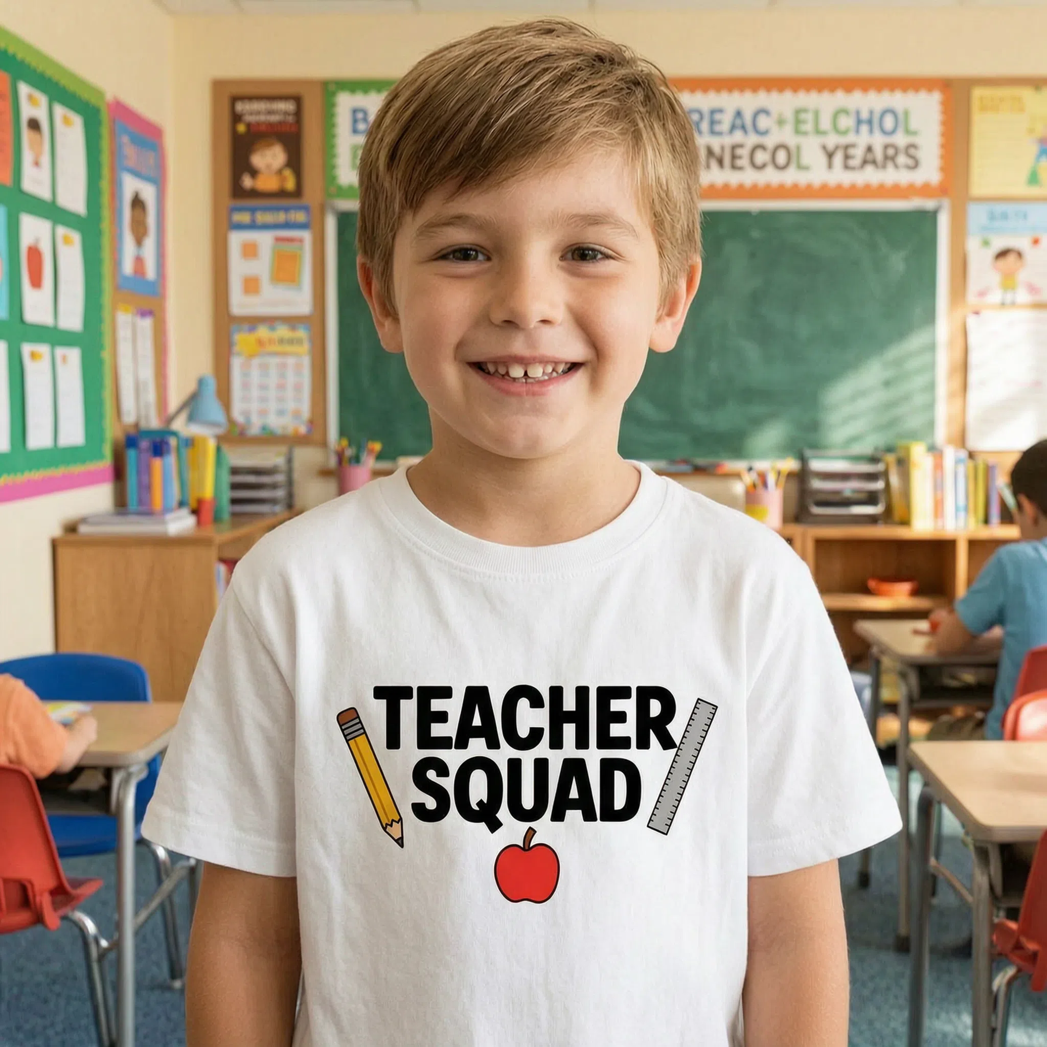T-shirt Teacher Squad pour la rentrée - Cadeau Team Profs Texte Personnalisé — Blanc