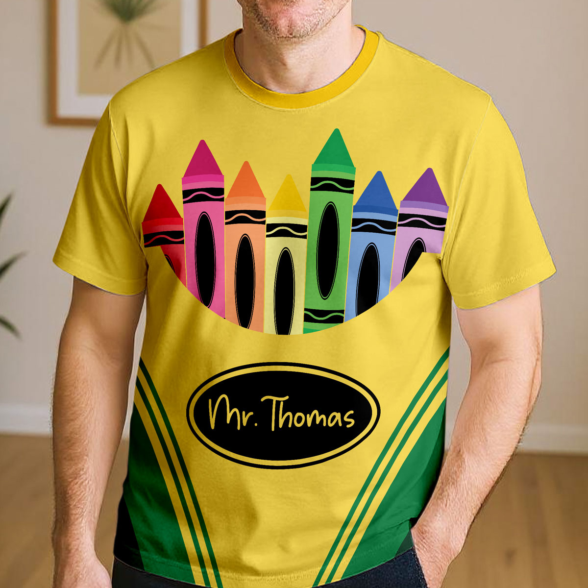 Buntstiftbox-Theme Personalisiertes Gruppen-Matching-Shirt, Halloween-Kostüm für Lehrer — Weiß
