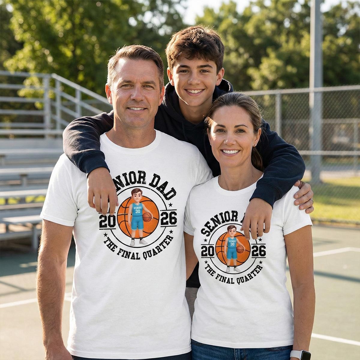 Sport Senior Proud Mom Dad Of Graduate - Personalized Shirt - Basketball, Baseball, Football — White