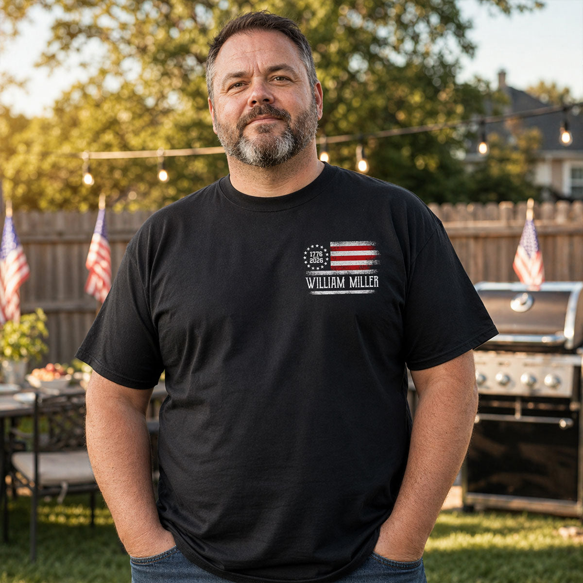 We The People Custom Name - Personalized Shirt - United States 250th Anniversary USA Patriotic — Black