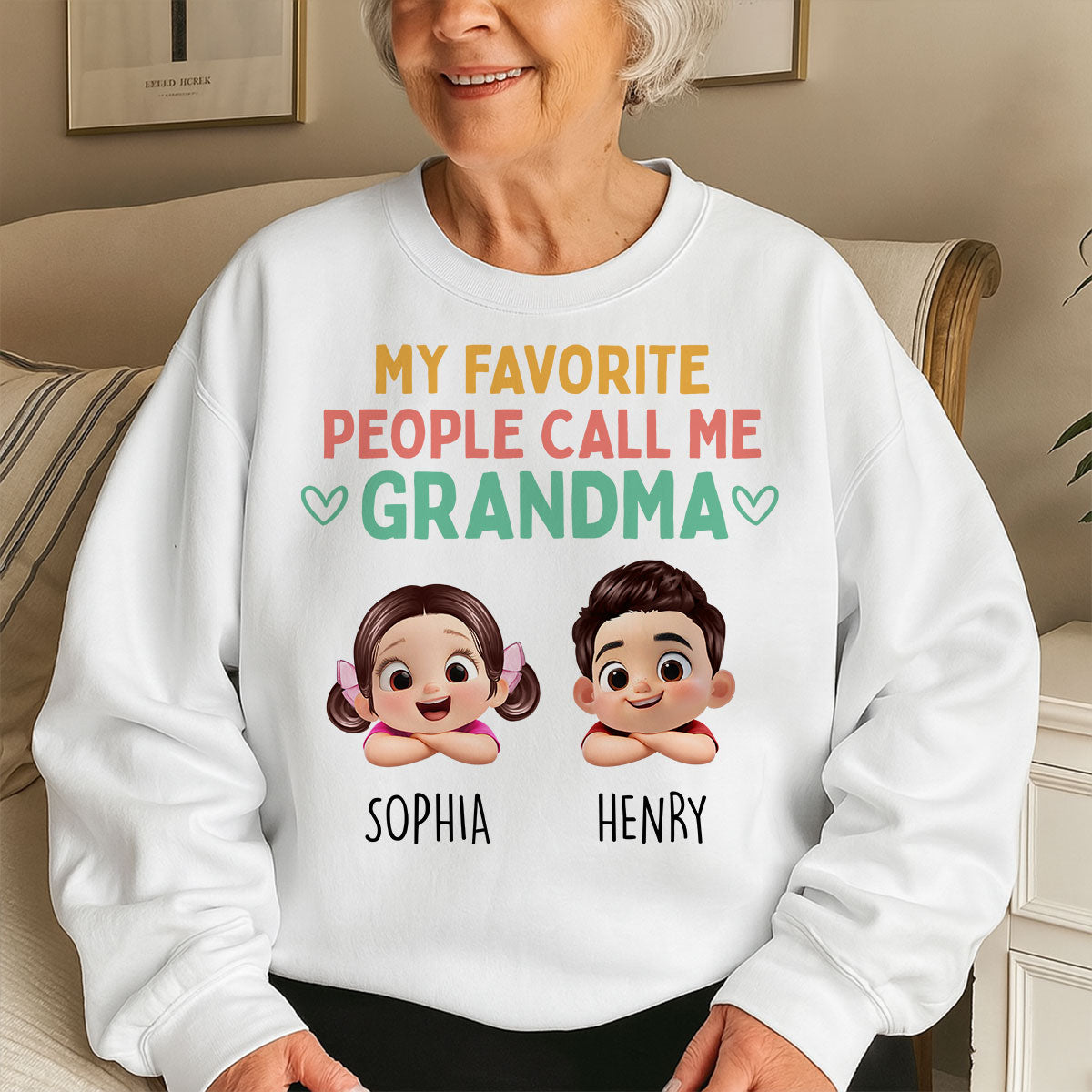 Meine Lieblingsmenschen nennen mich Oma - Personalisiertes Shirt - Herzliches Muttertagsgeschenk für Oma, Ehefrau — Weiß