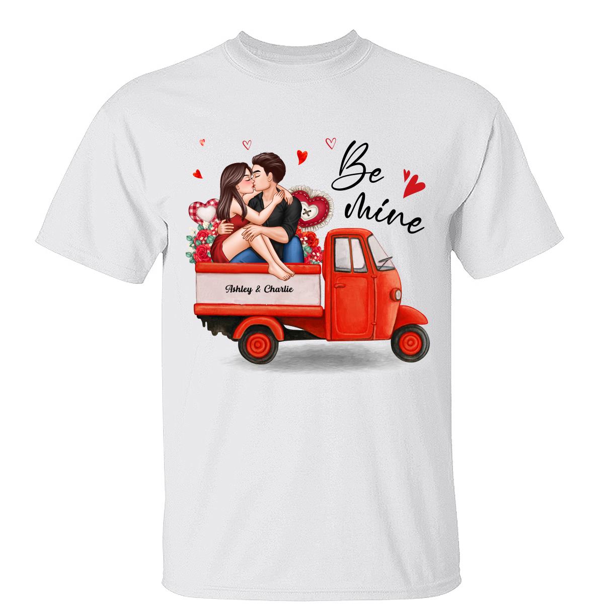 Couple Sitting On Love Truck Personalized Shirt — White