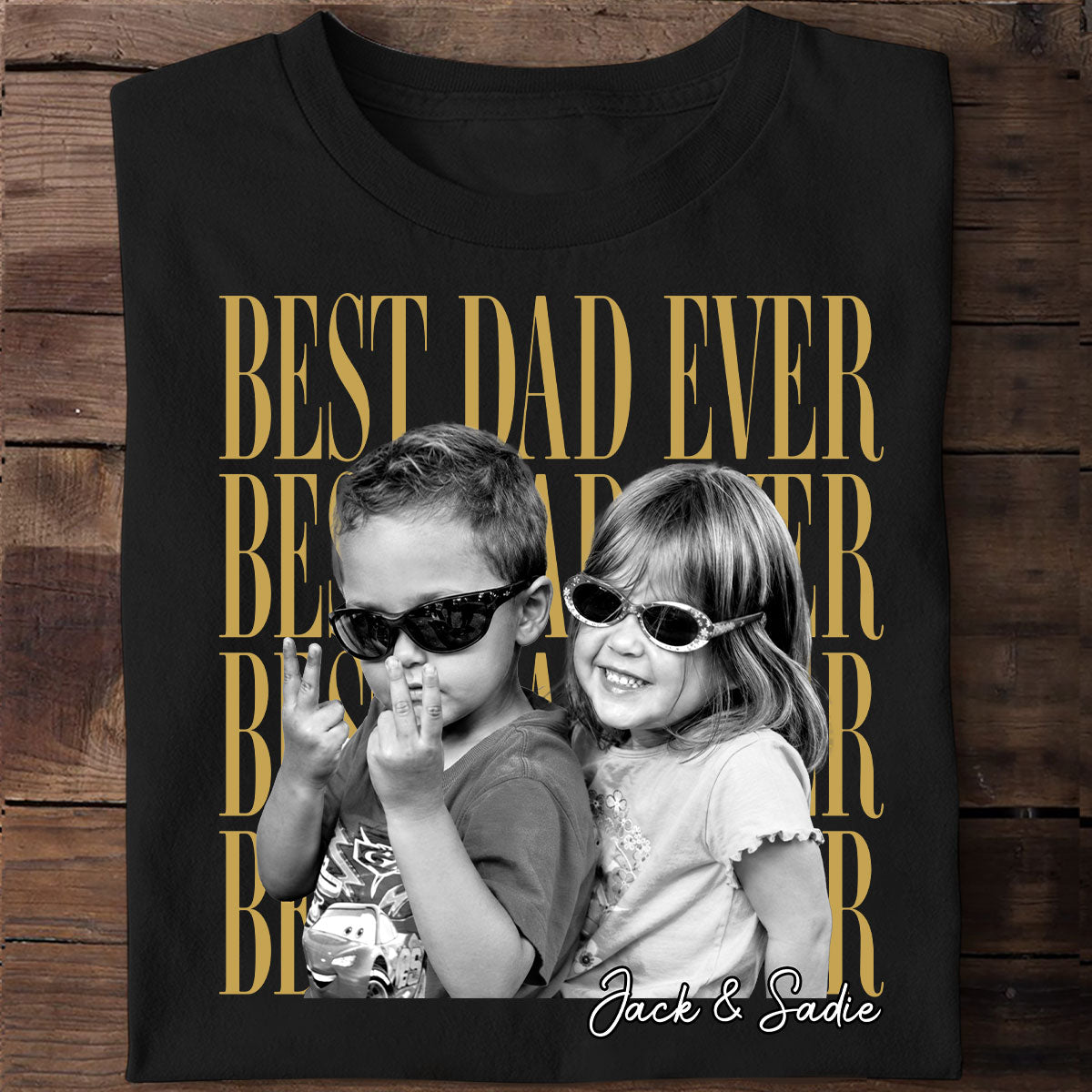 Custom Dad Vintage Photo - Personalized Shirt - Father's Day Gift for Dad, Husband — Black