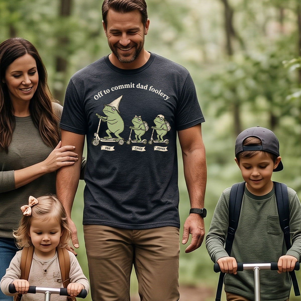 Off To Commit Dad Foolery Cottagecore Frogs - Personalized Shirt - Funny Father's Day Shirt For Husband, Dad — White