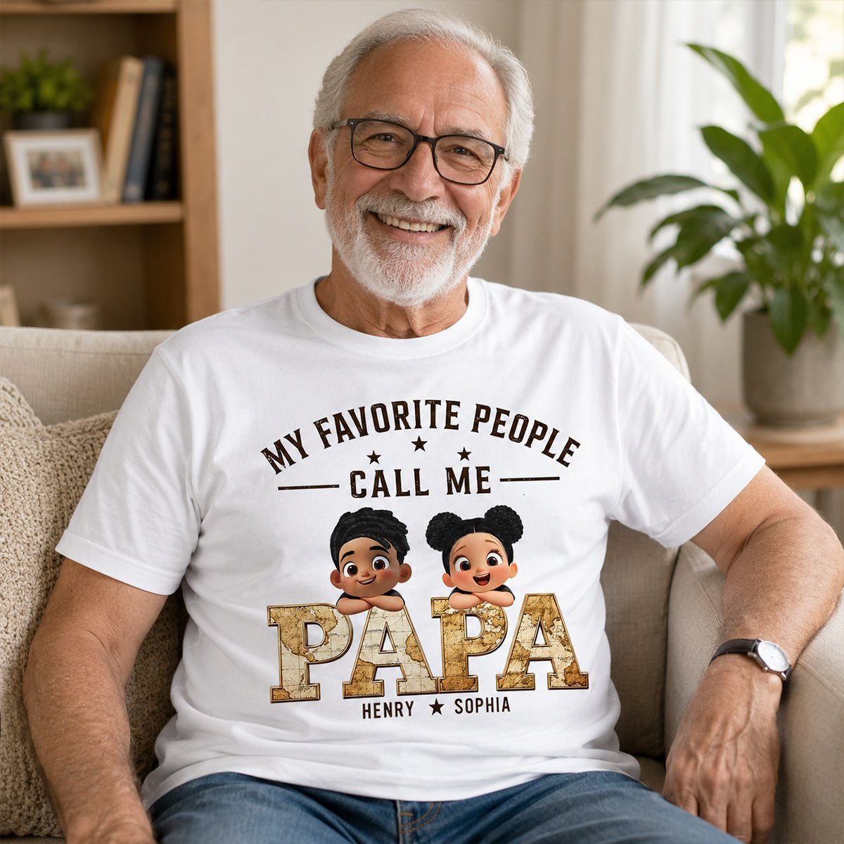 My Favorite People Call Me Grandpa - Personalized Shirt - Father's Day Gift for Dad, Grandpa, Husband — White