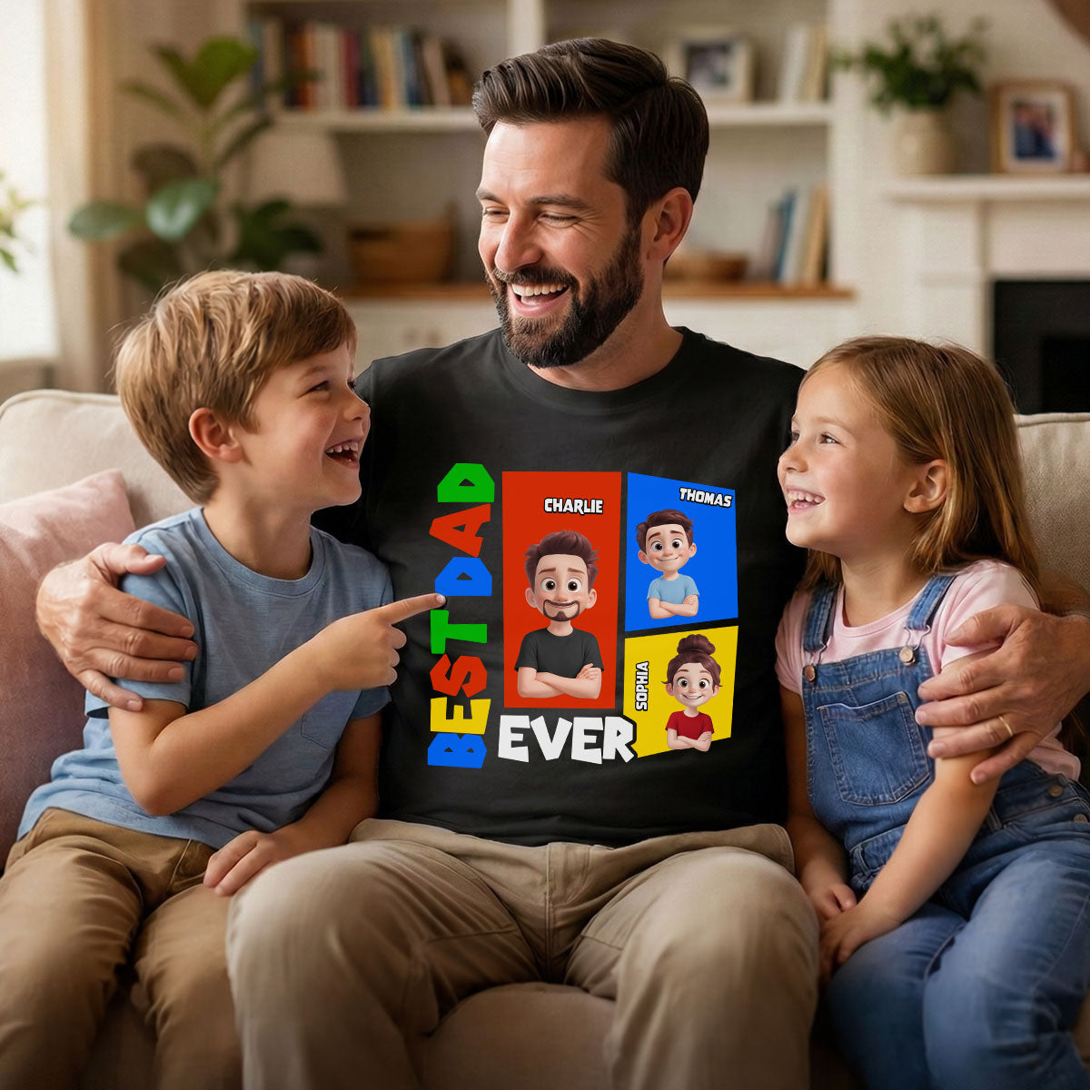 Best Dad Ever Arcade Theme - Personalized Shirt - Heartfelt Gift For Dad, Grandpa, Husband — Black