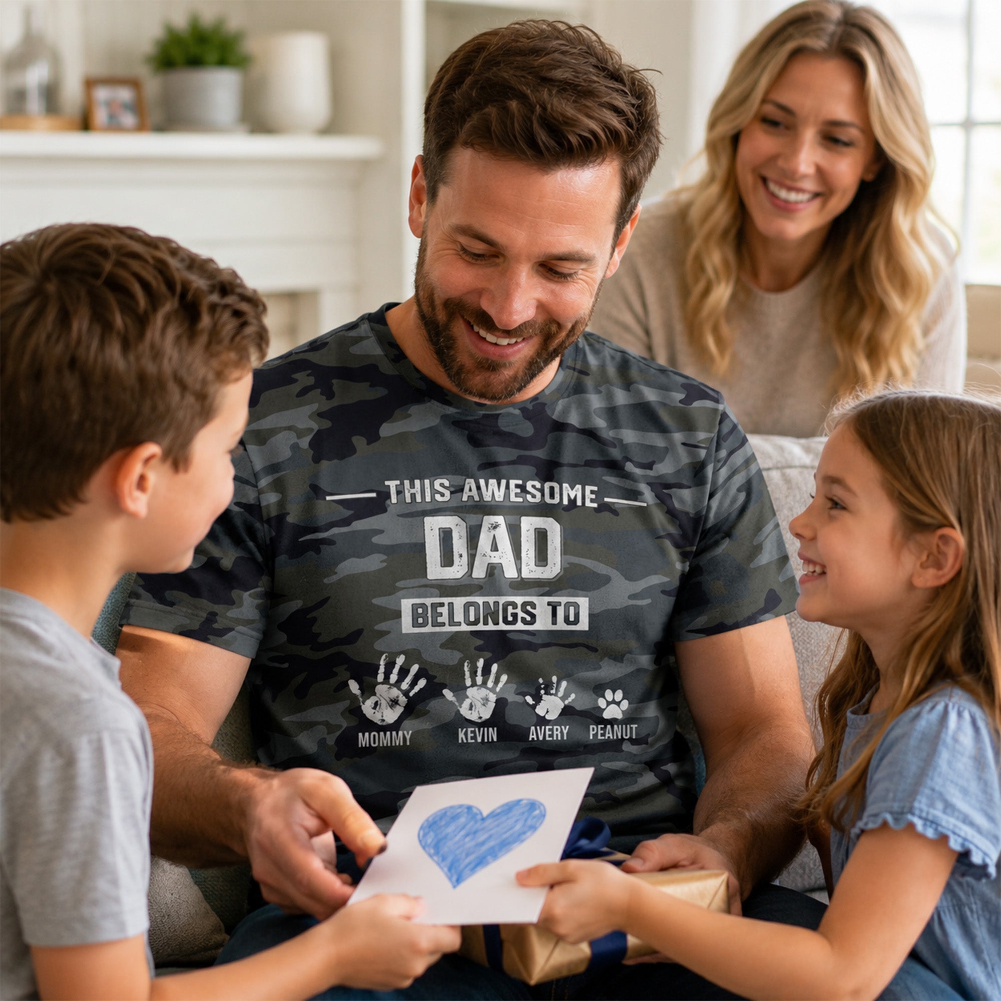 This Awesome Dad Grandpa Belongs To Hands Paws Camo Pattern - Personalized Shirt - Father's Day Gift For Husband, Dad, Grandpa — Sport Grey