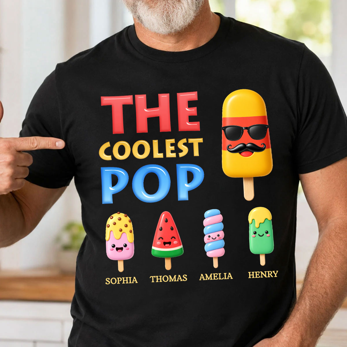 The Coolest Dad Grandpa Funny - Personalized Shirt - Heartfelt Gift For Dad, Grandpa, Husband — Black