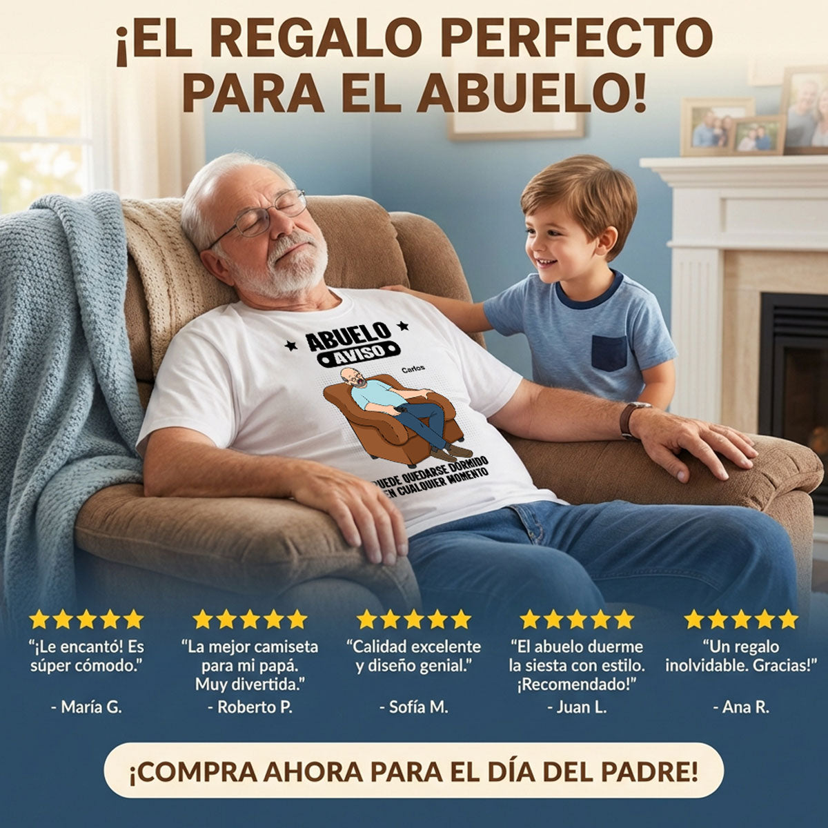 Abuelo Warning May Nap Suddenly At Any Time - Personalized Shirt - Spanish Version Funny Father's Day Gift For Husband, Dad, Grandpa — Sport Grey