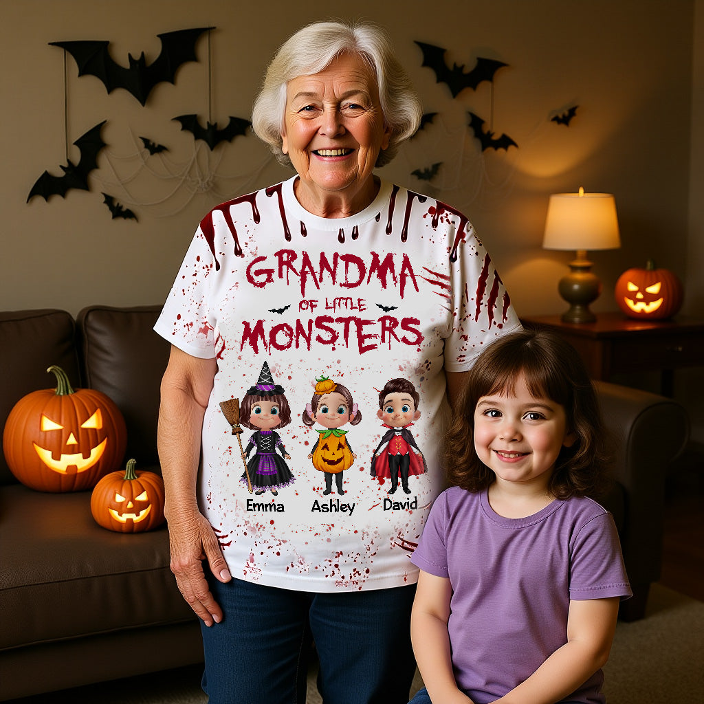 Halloween Grand-mère Maman Papa Grand-père Des Monstres Mignons Enfants T-shirt Personnalisé — Blanc