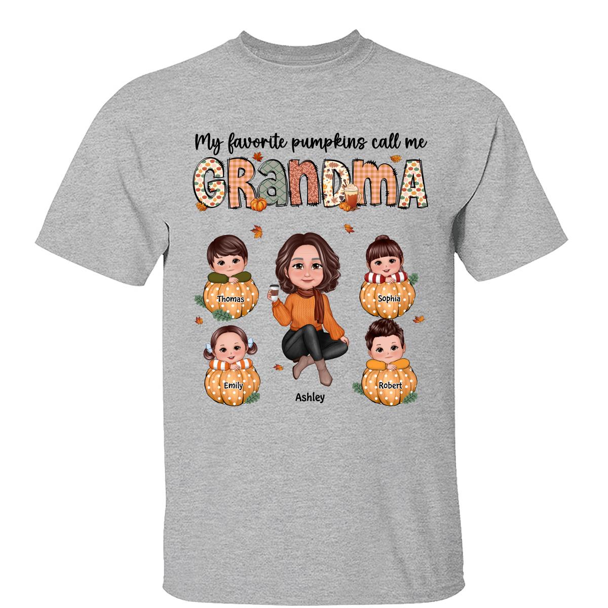 Meine Lieblingskürbisse nennen mich Oma Mama Personalisiertes Shirt — Sport Grey