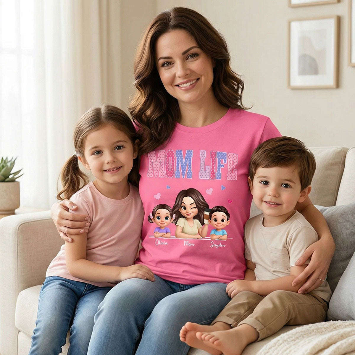 Trending 2026 Polka Dot Pattern Spring Summer Vibe Mom Life - Personalized Shirt - Gift For Mom — Light Pink