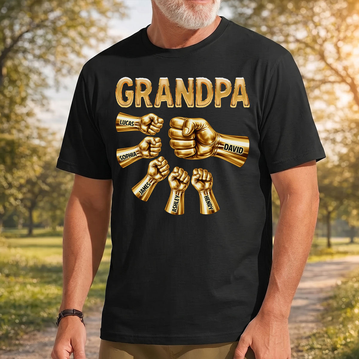 Choque de Puños Fuerte de Abuelo y Papá - Camiseta Personalizada - Regalo del Día del Padre para el Abuelo — Negro
