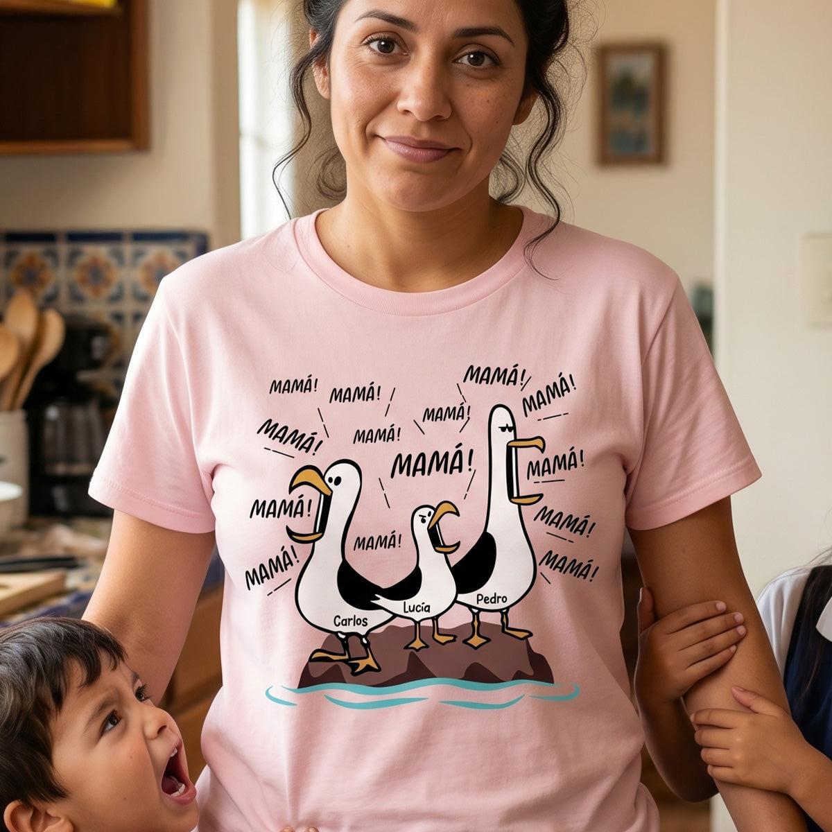 Gaviota Mamá Mamá Mamá - Camiseta Personalizada - Regalo Divertido del Día de la Madre para Mamá — Light Pink